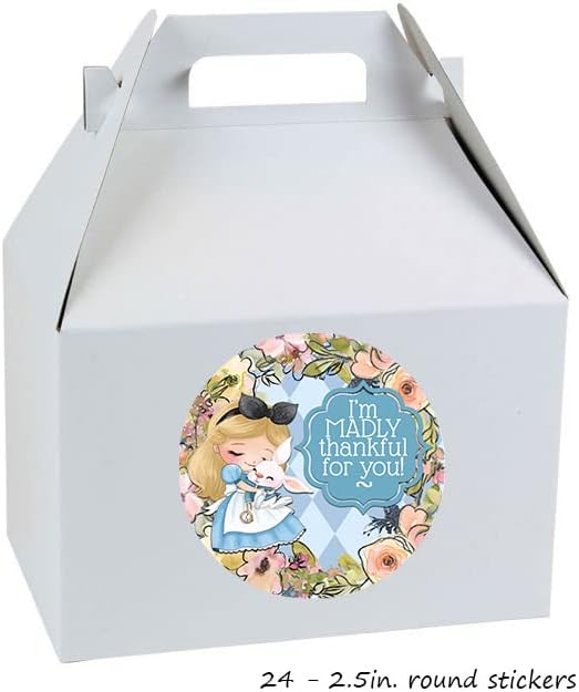 I'm Madly Thankful for You Alice in Wonderland Sticker Labels
