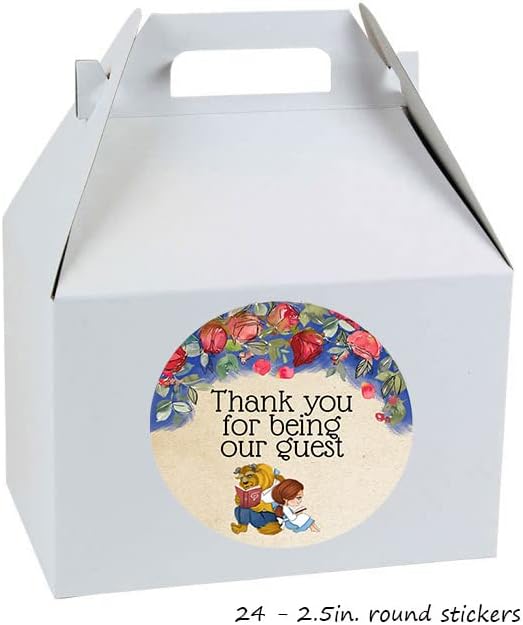 Be Our Guest Beauty and the Beast Party Sticker Labels Thank You