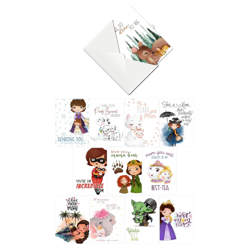 Mothers Character Themed Greeting Cards Blank All Occasion Assortment