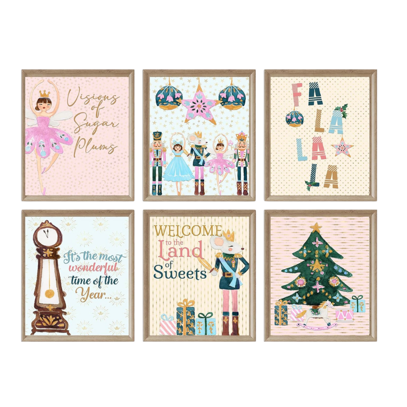 Visions of Sugar Plums - Nutcracker Themed Christmas Holiday Room Wall Art Prints