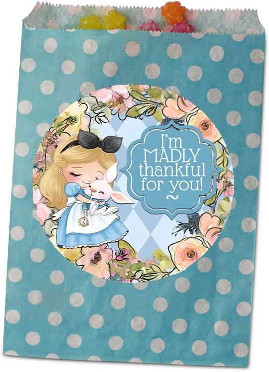 I'm Madly Thankful for You Alice in Wonderland Sticker Labels