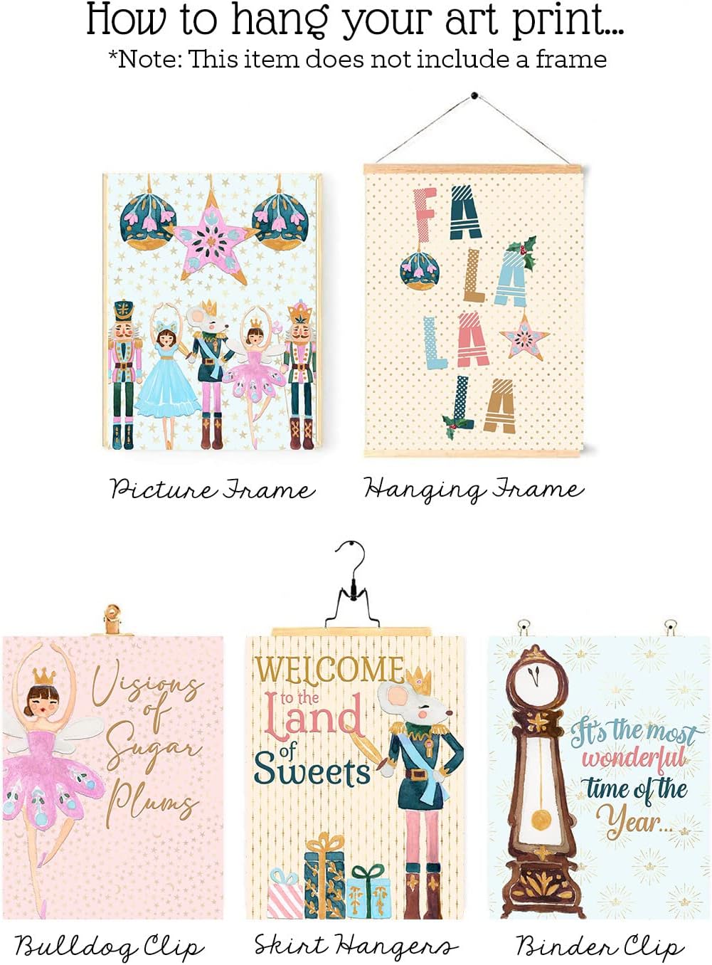 Visions of Sugar Plums - Nutcracker Themed Christmas Holiday Room Wall Art Prints