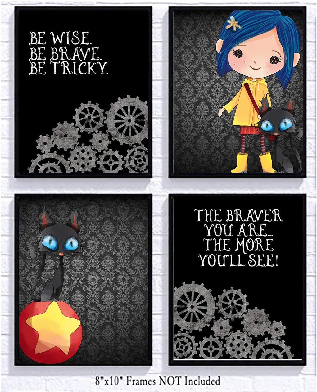 Twitchy Witchy Movie Girl Spooky Wall Art Print Decor Set - Be Wise, Brave, Tricky