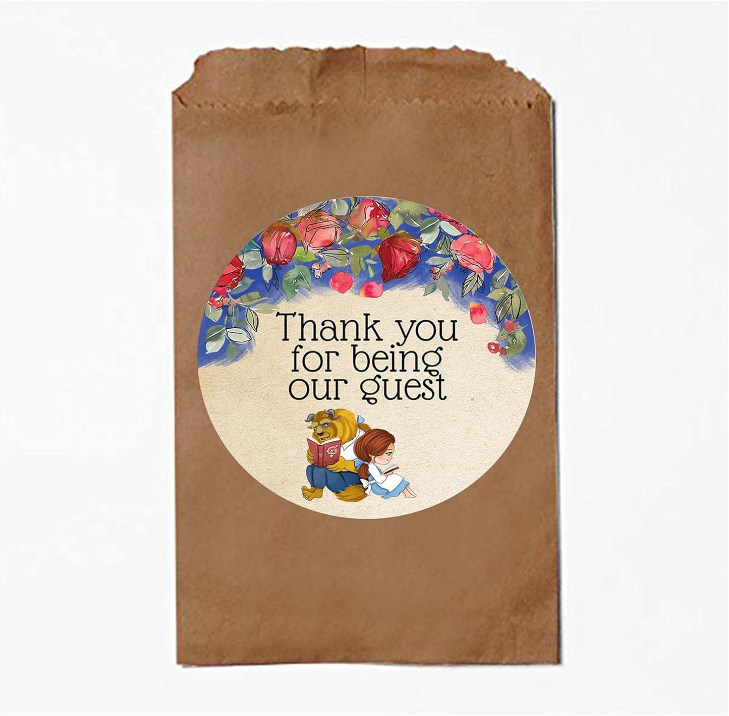 Be Our Guest Beauty and the Beast Party Sticker Labels Thank You