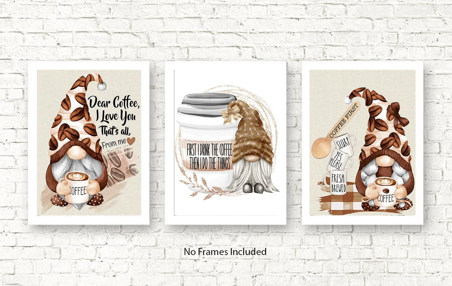 Coffee Gnome Themed Wall Art Print Decor