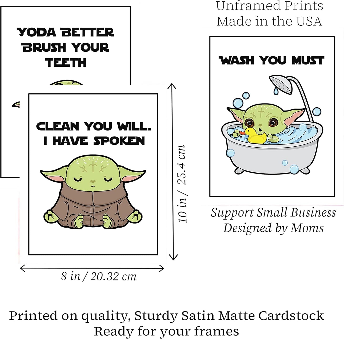 This Is The Way Bounty Hunter Bathroom Wall Art Decor Print Set featuring Baby Yoda