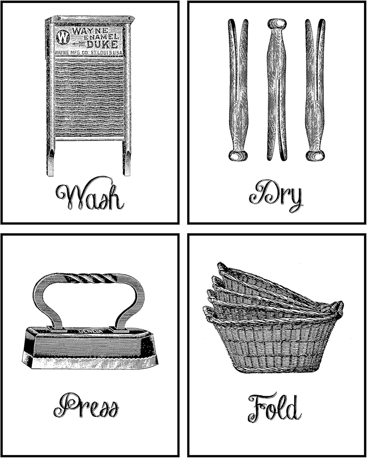 Funny Rustic Laundry Room Themed Print Wall Art Decor