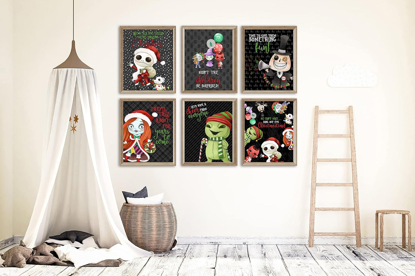 Nightmare Themed Character Wall Art Decor Christmas Cheer Song Prints