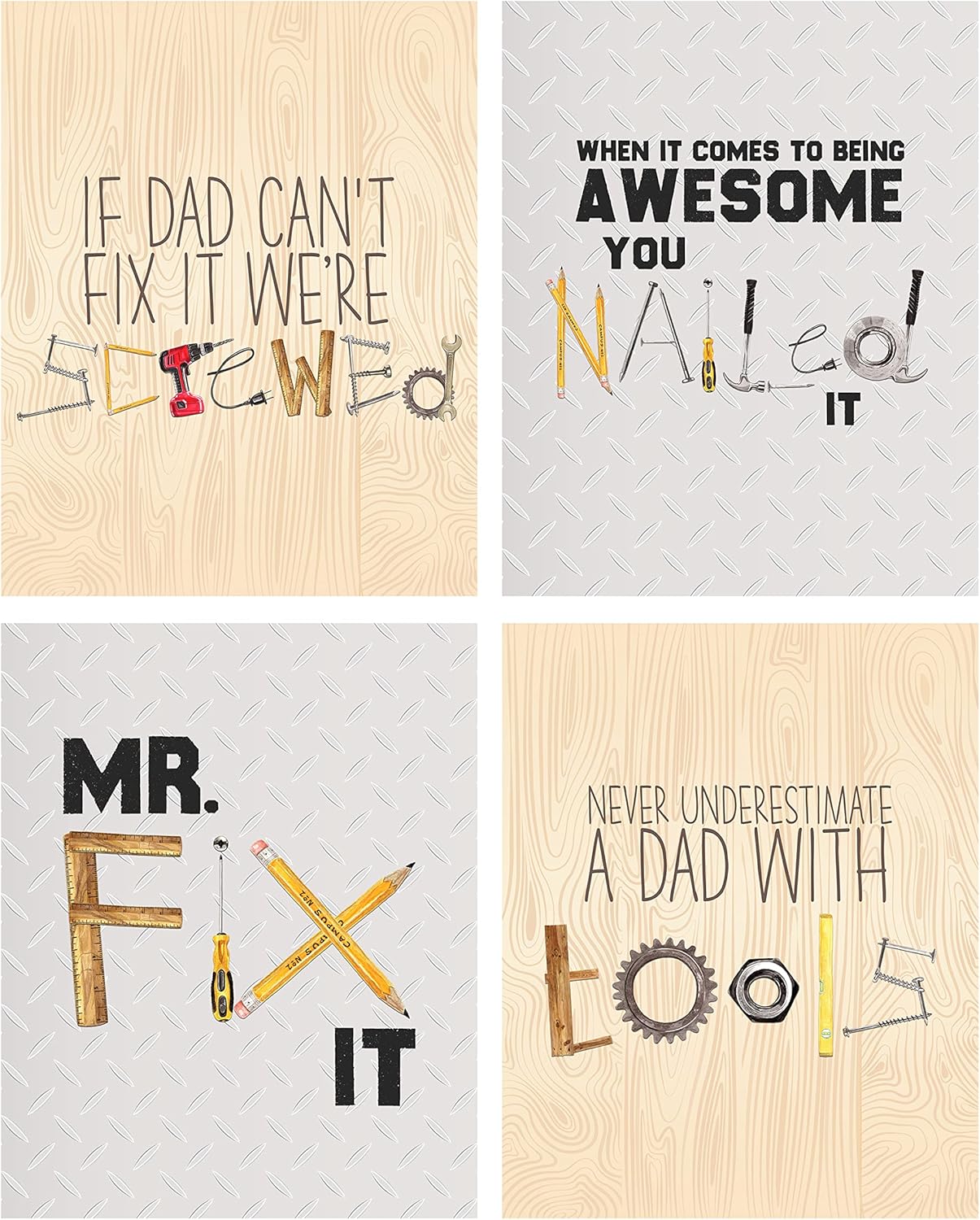 Mr Fix It - Tool Themed Wall Art Print Decor Set