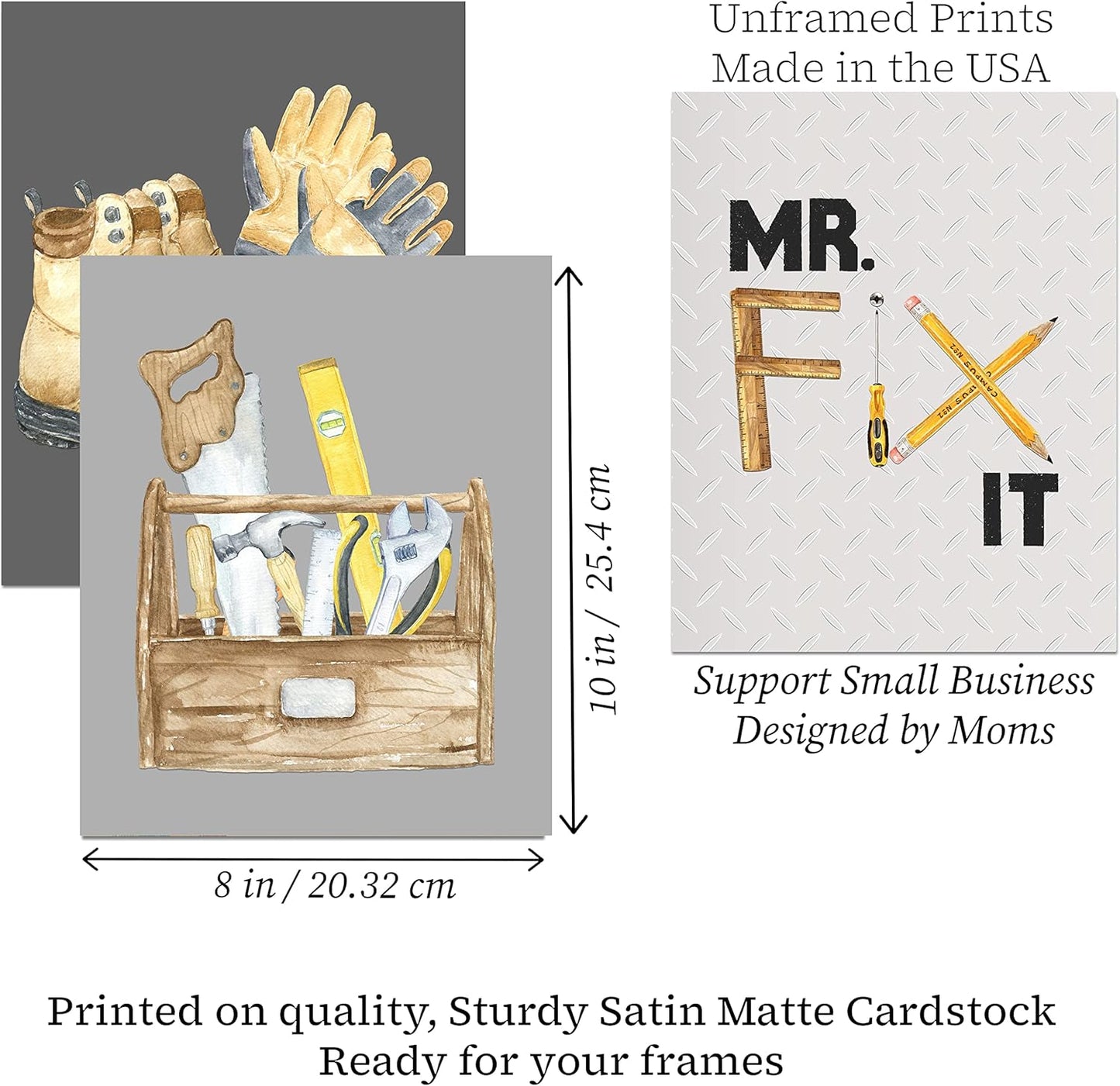 Mr Fix It - Tool Themed Wall Art Print Decor Set