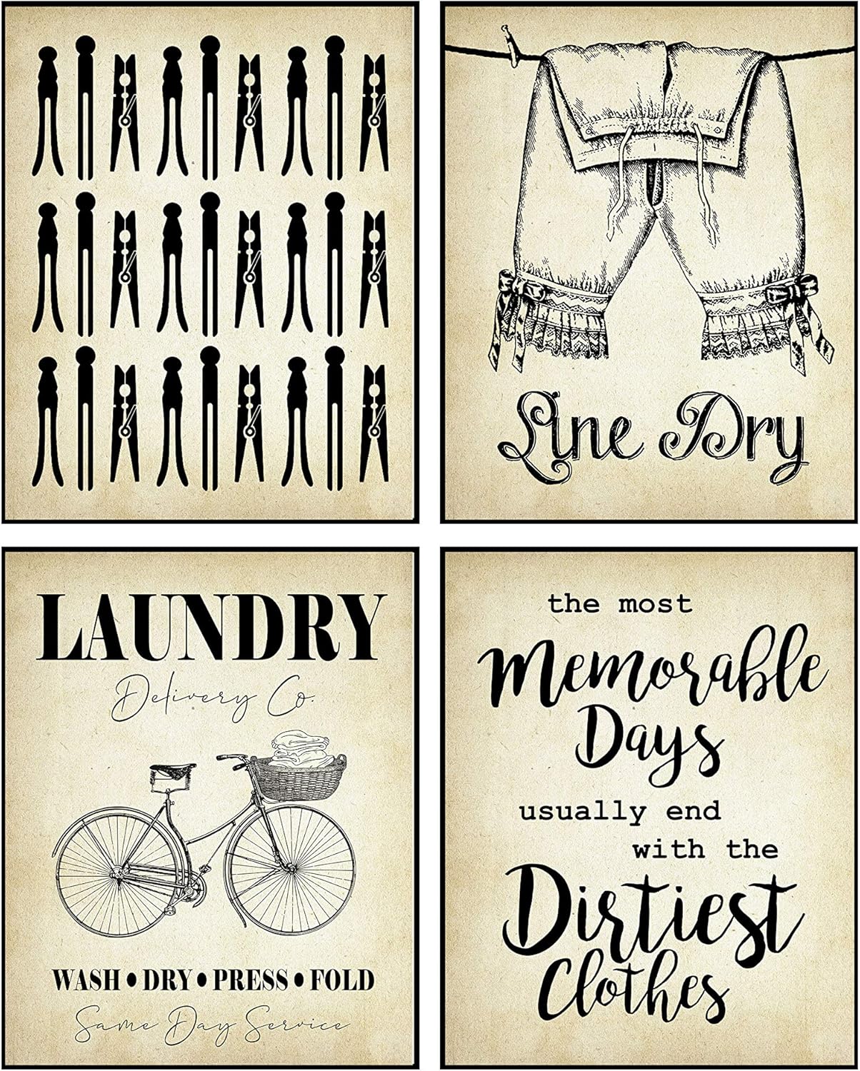 Funny Rustic Laundry Room Themed Print Wall Art Decor