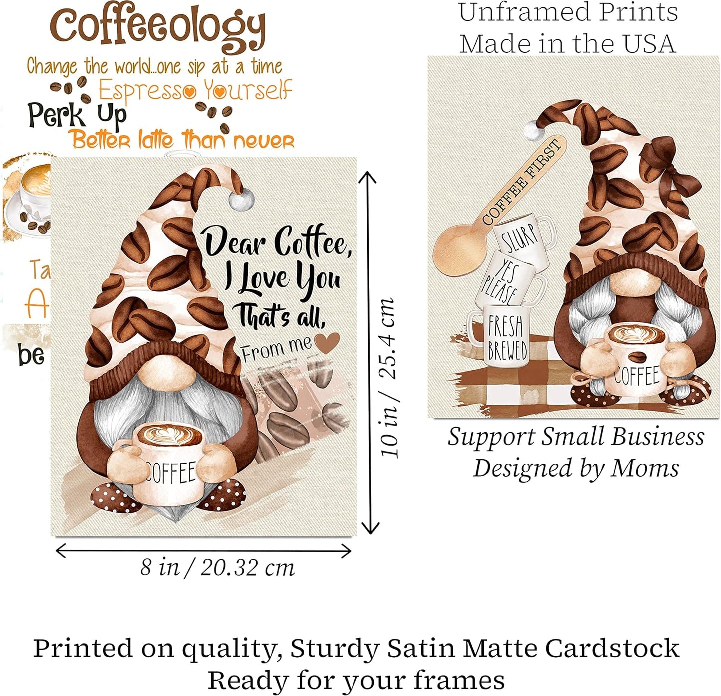 Coffee Gnome Themed Wall Art Print Decor