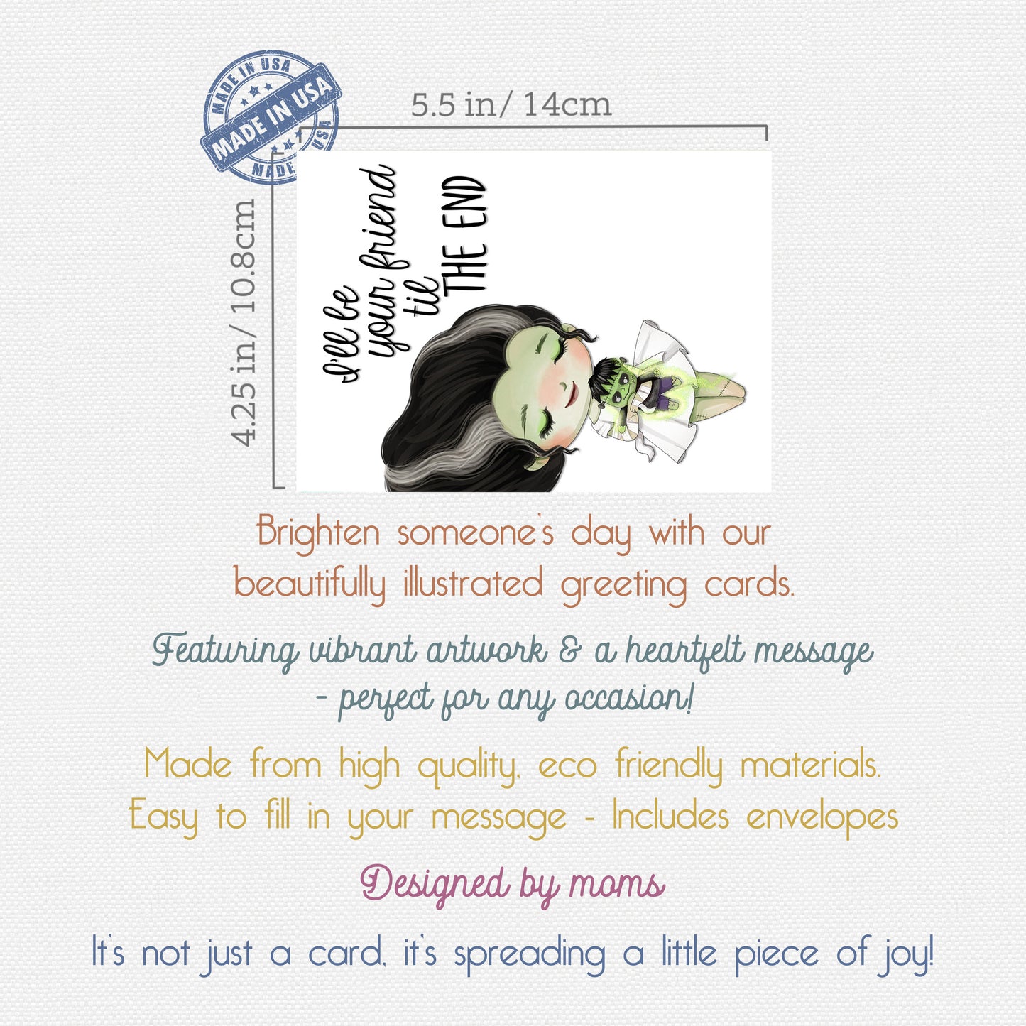 Cute Horror Movie Themed Greeting Card Set Blank All Occasion Assortment