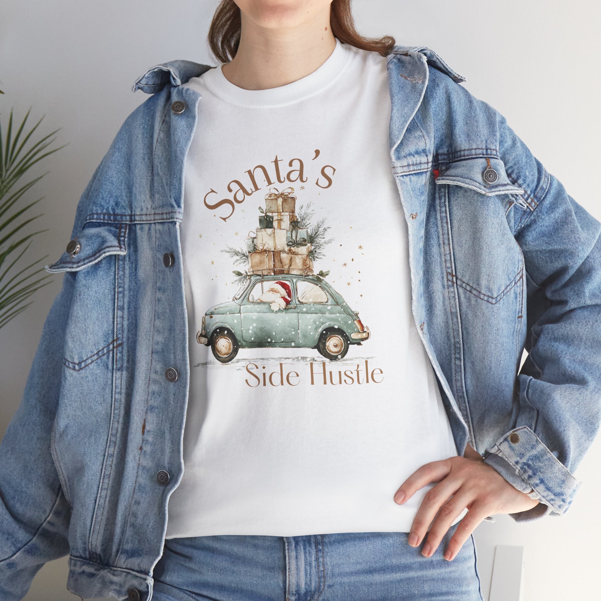 "Santa's Side Hustle" Vintage Car Holiday Tee Christmas T-Shirt