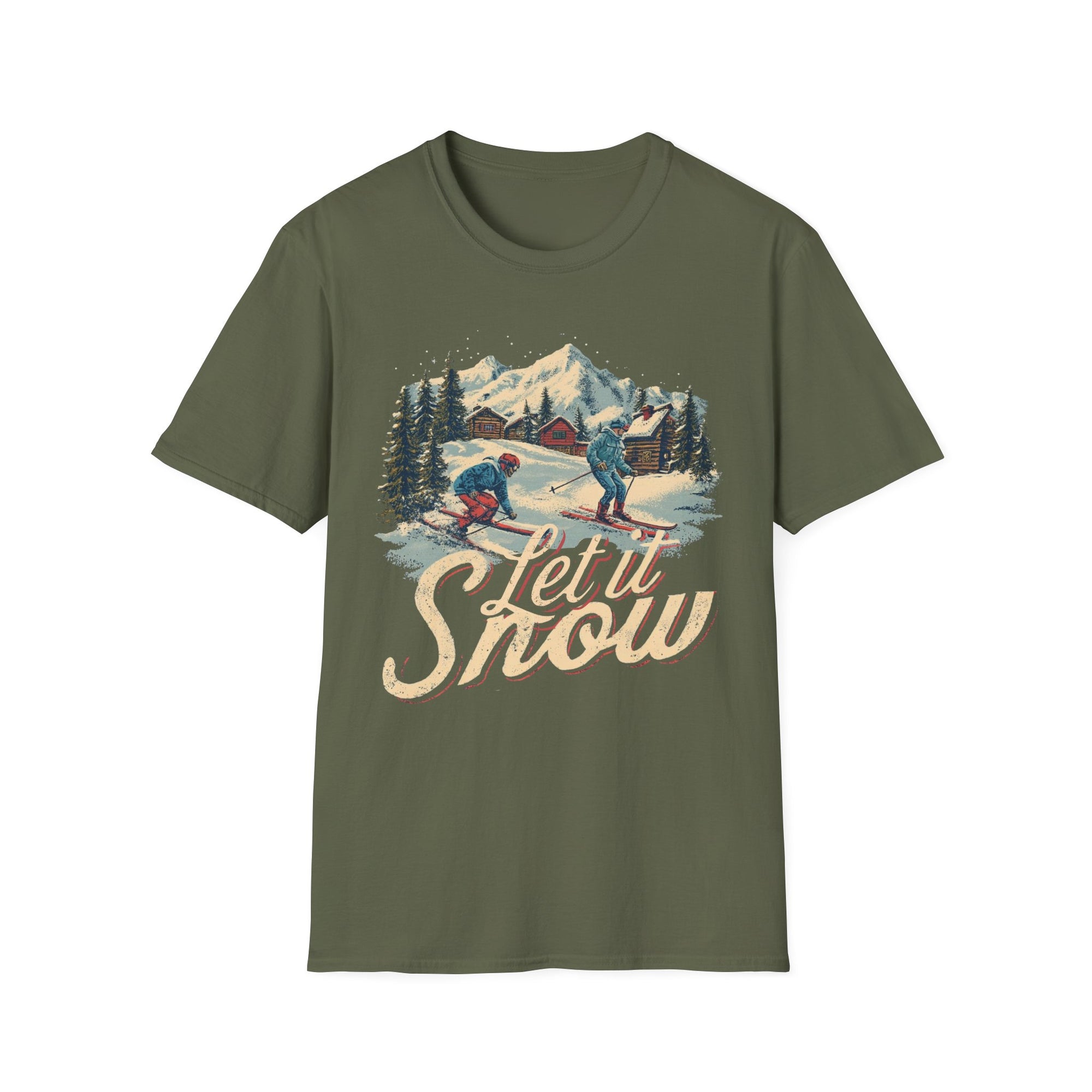 Ski Resort Vintage Graphic T-Shirt — 'Let It Snow' Mountain Skiing Tee