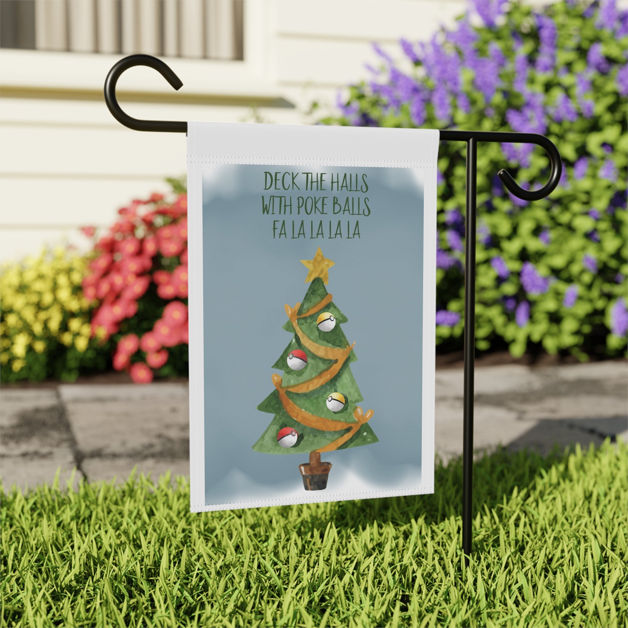 Deck the Halls FaLaLaLa Garden Flag 12x18 – Christmas Tree Funny House Yard Decor