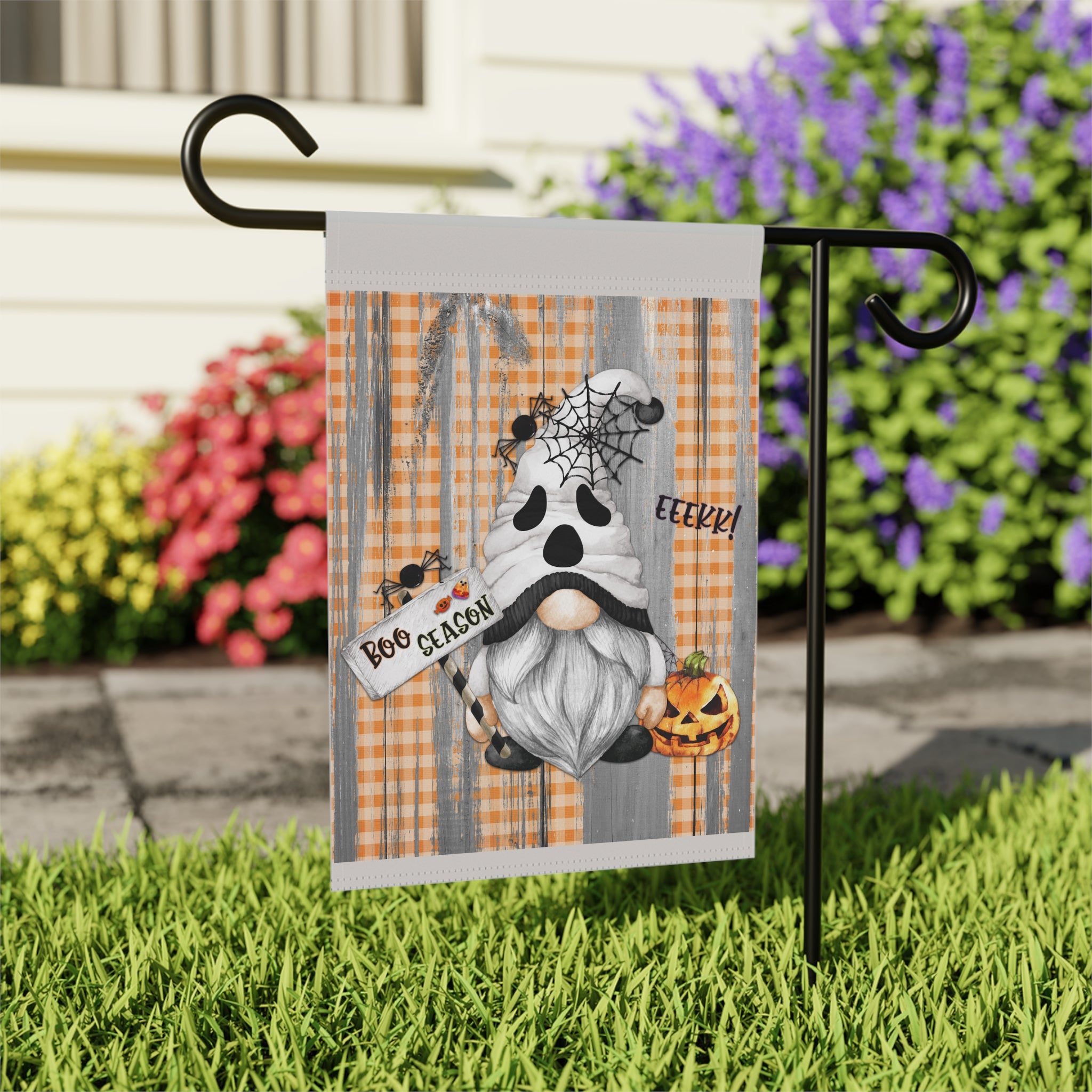 It's BOO Season Eeekk! Garden Flag 12x18 – Halloween Gnome House Yard Decor