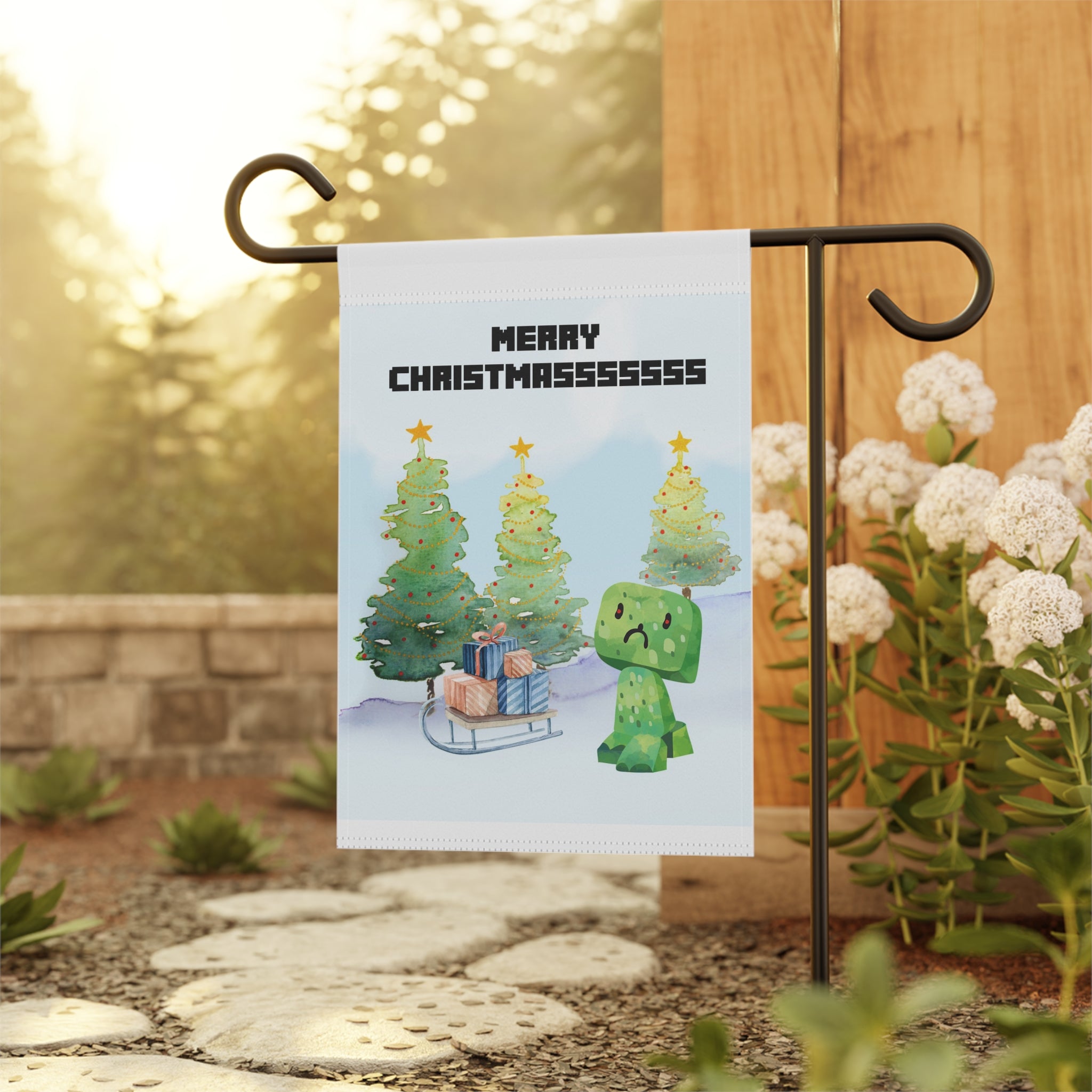 Merry Christmasssss Video Gamer Themed Garden Flag 12x18 – Funny Winter House Yard Decor