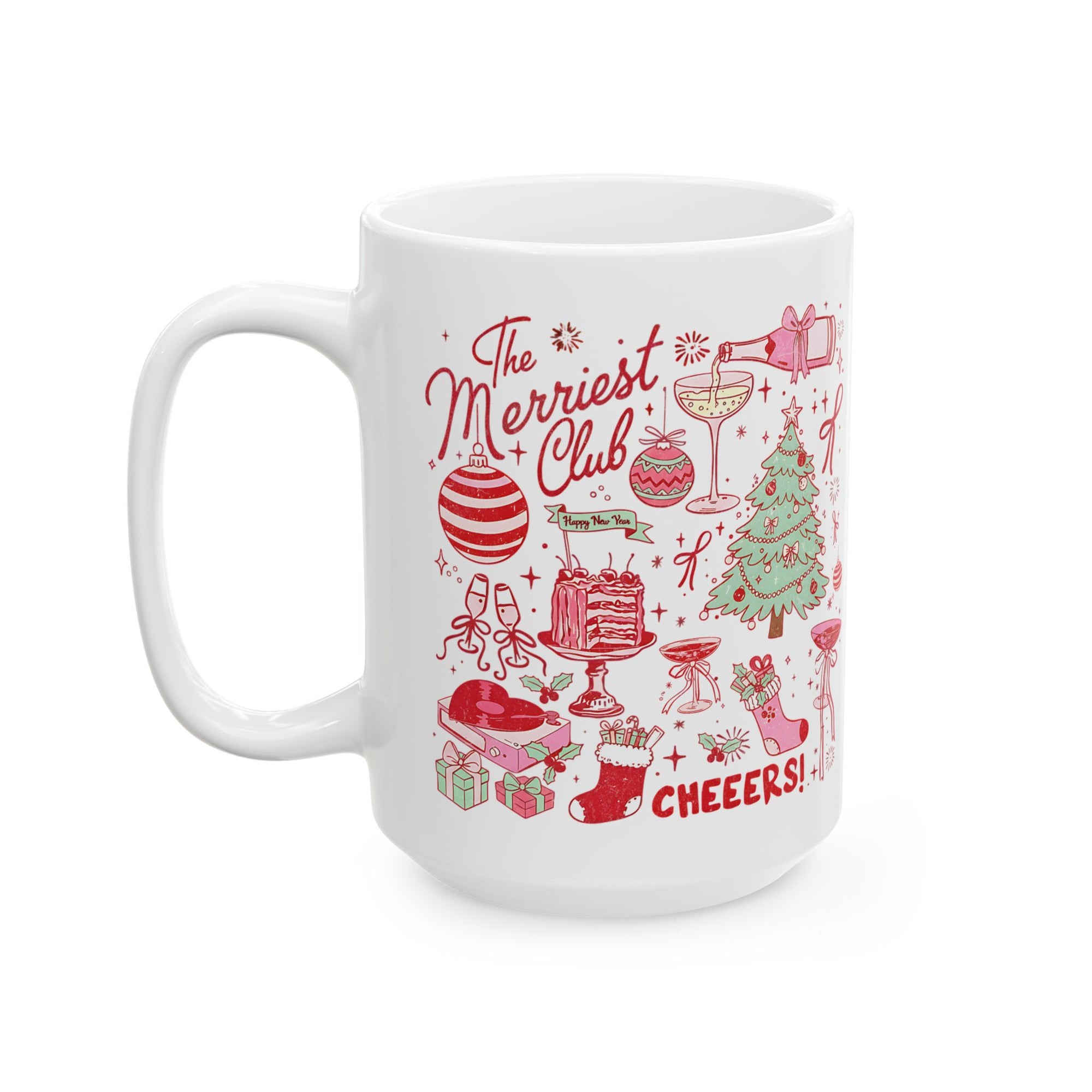 'The Merriest Club' Holiday Christmas Mug Coffee Cup (11oz/15oz)