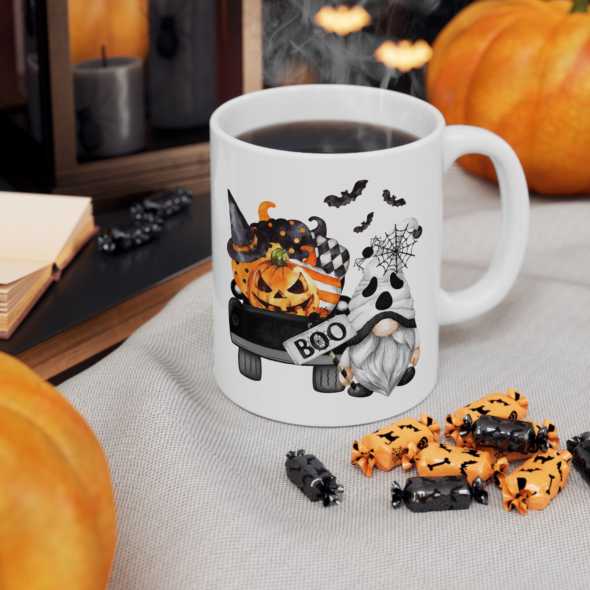 BOO! – Cute Gnome Ghost Funny Halloween Coffee Mug (11oz, 15oz)
