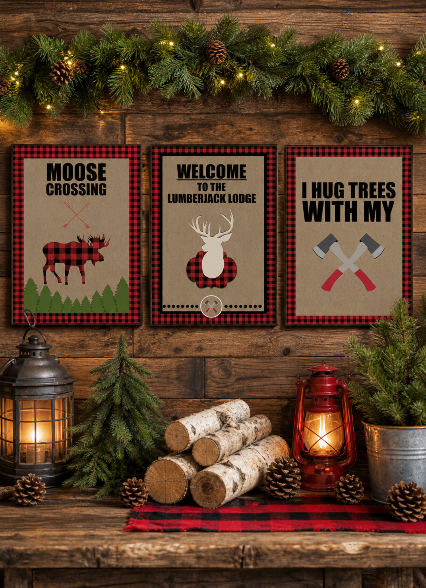Kids lumberjack camping party supply bundle, family-made in the USA