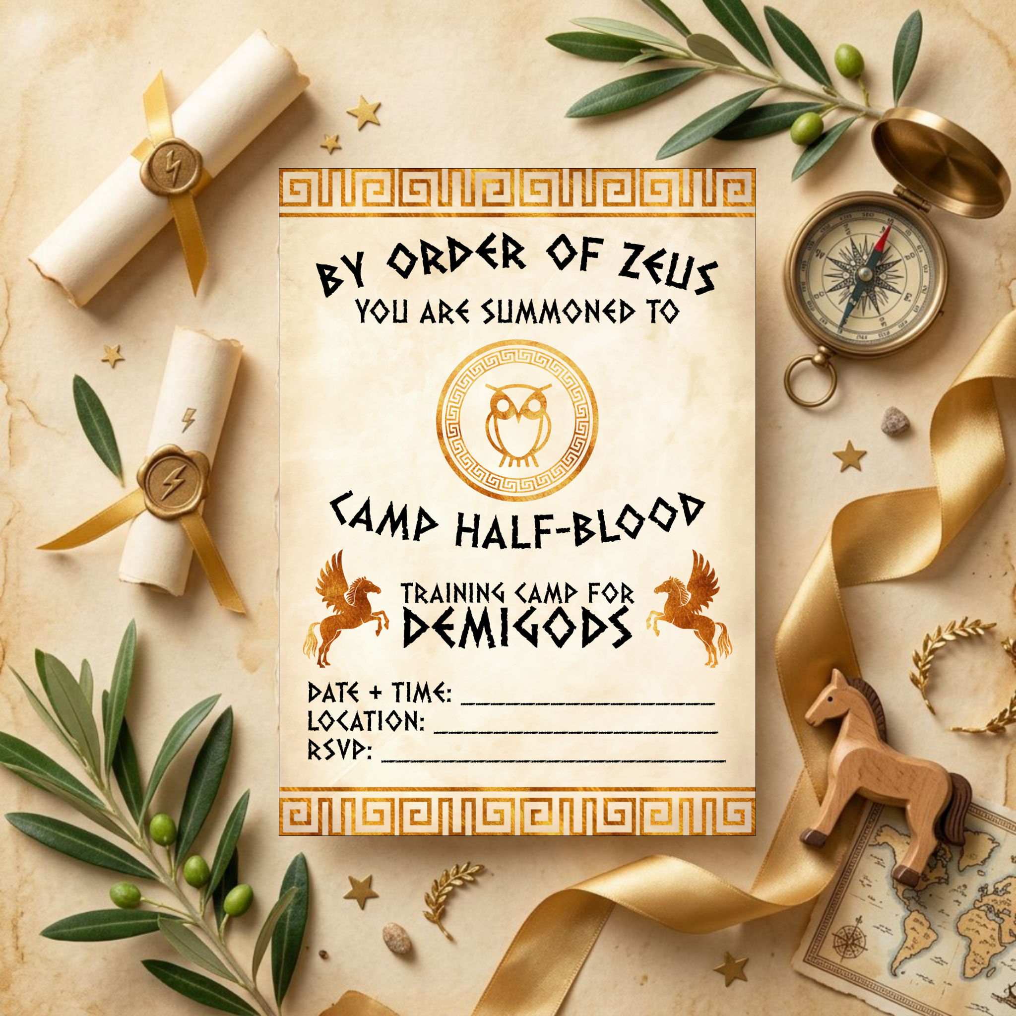 Greek Mythology Birthday Party Supplies – Percy Book Kids Adventure Party Bundle with Invitations & Games