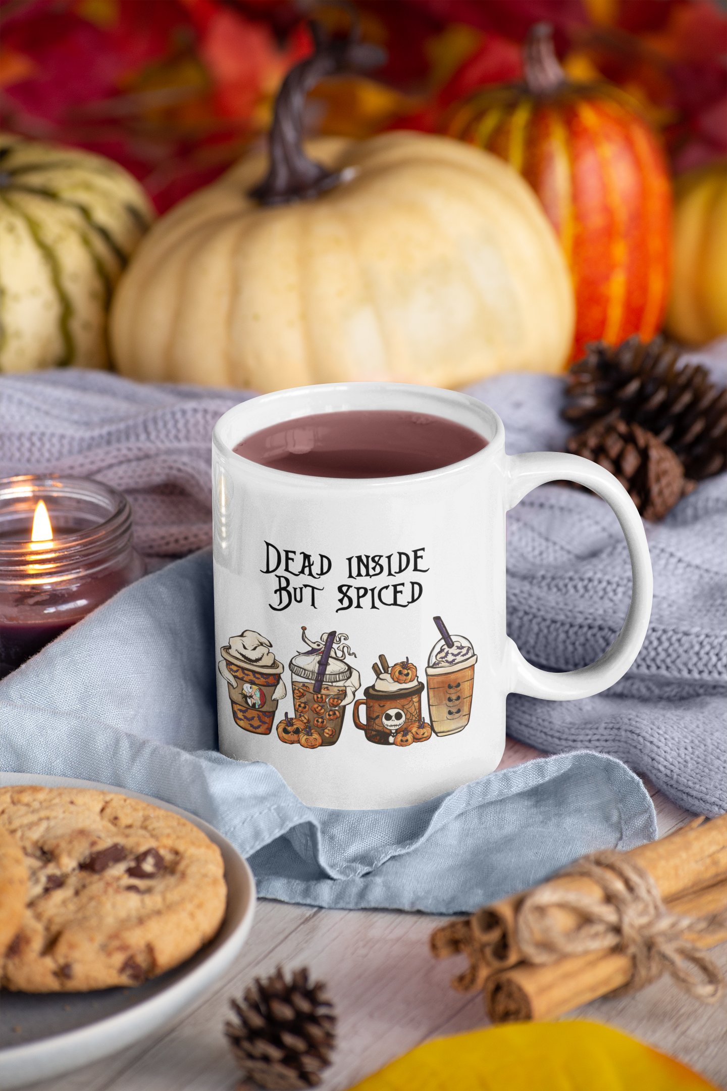 Dead Inside but Spiced - Nightmare Movie Character Themed 11oz or 15oz Ceramic Mug