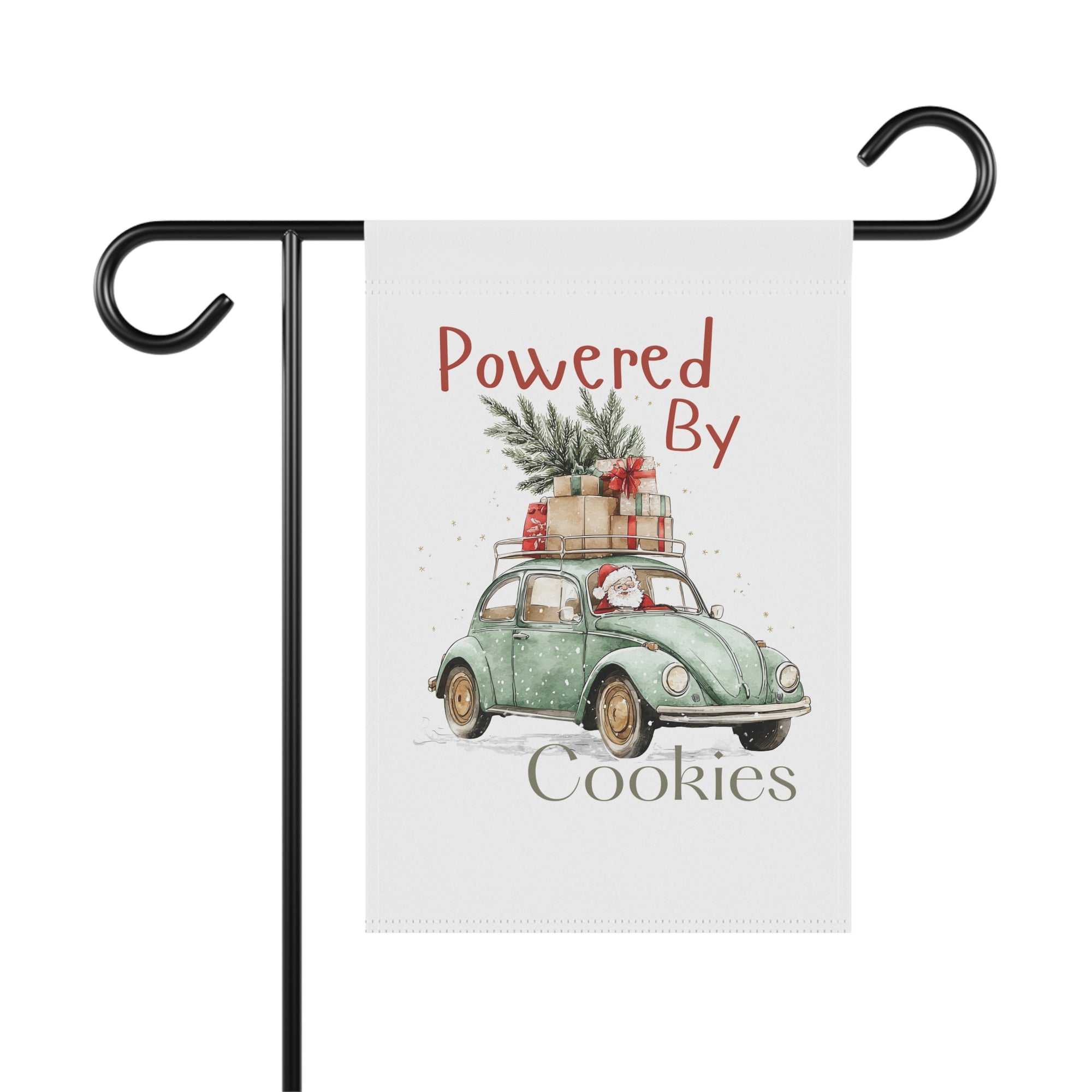 "Powered By Cookies" Vintage Car Christmas Yard Banner Garden Flag