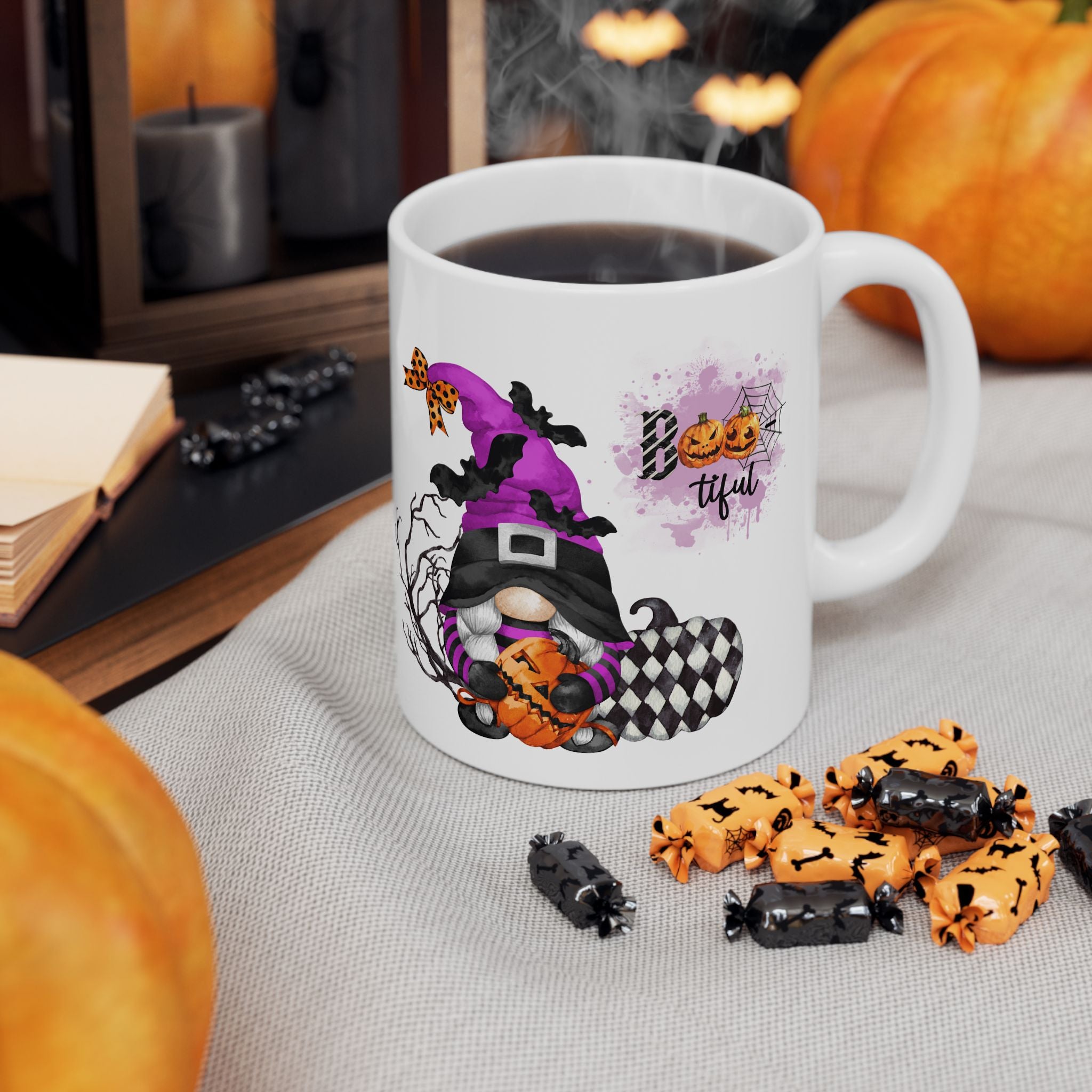 Boo-tiful – Funny Gnome Witch Halloween Coffee Mug (11oz, 15oz)