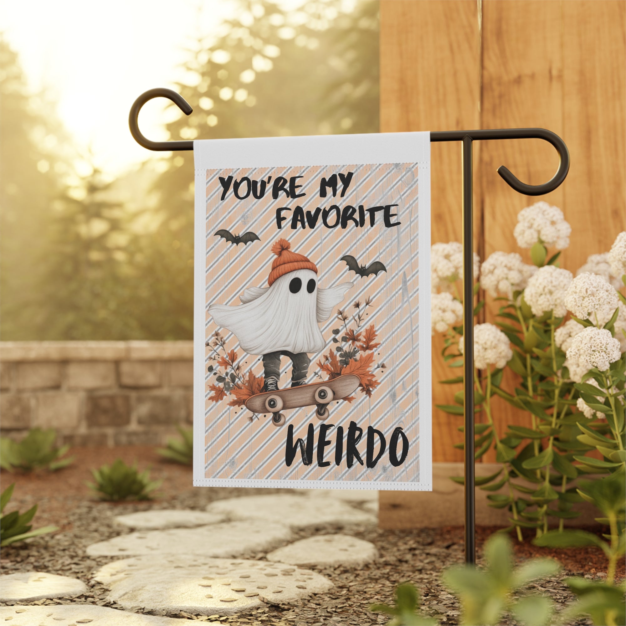 You're My Favorite Weirdo Ghost You Garden Flag 12x18 – Cute Skateboard Scary Yard Decor