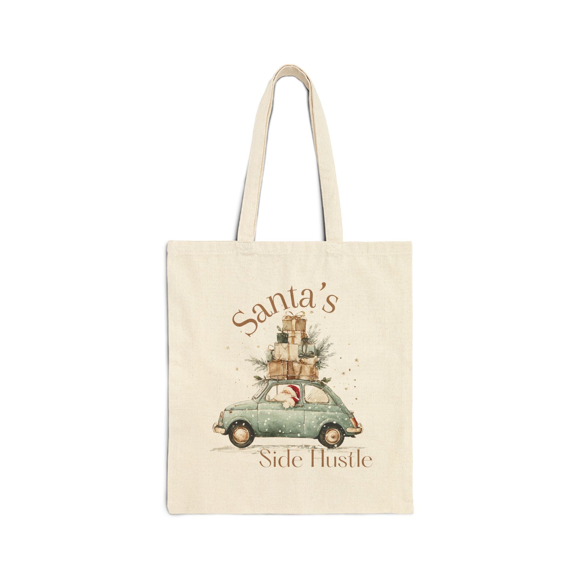 "Santa's Side Hustle" Vintage Christmas Car Tote Bag