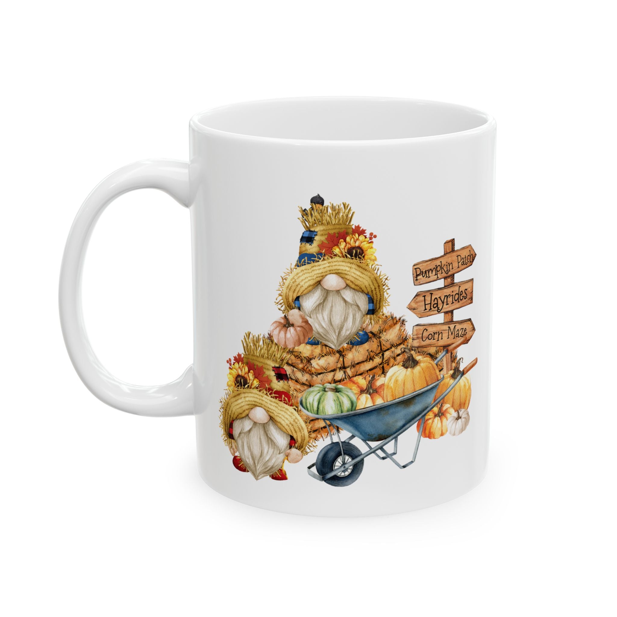 Harvest Gnome Pumpkin Patch Hayrides – Rustic Fall Coffee Mug (11oz, 15oz)