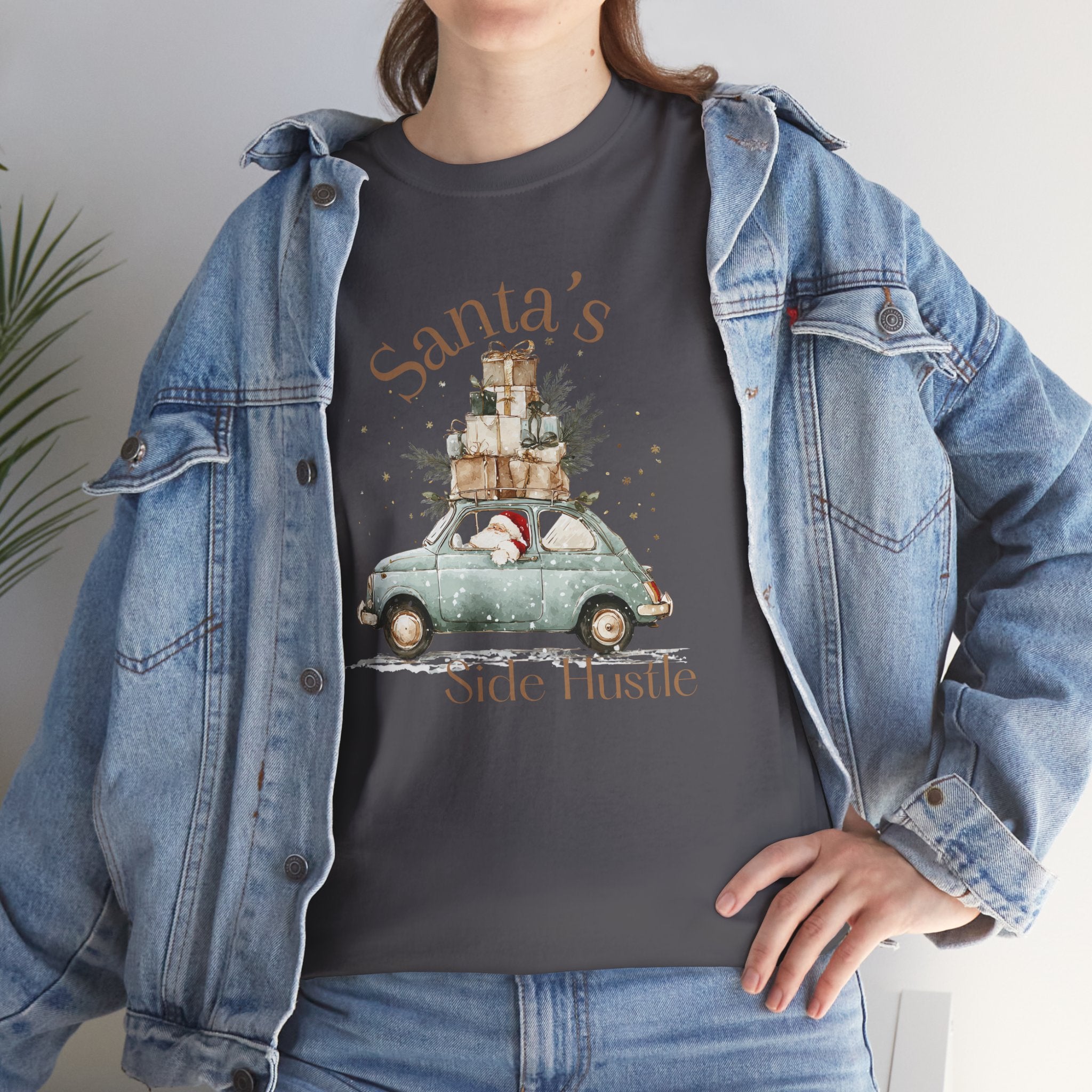 "Santa's Side Hustle" Vintage Car Holiday Tee Christmas T-Shirt