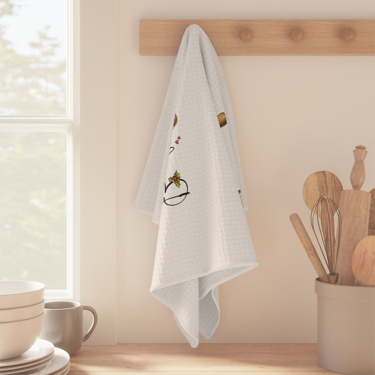 Baking Spirits Bright Tea Towel — Holiday Gingerbread Kitchen Towel