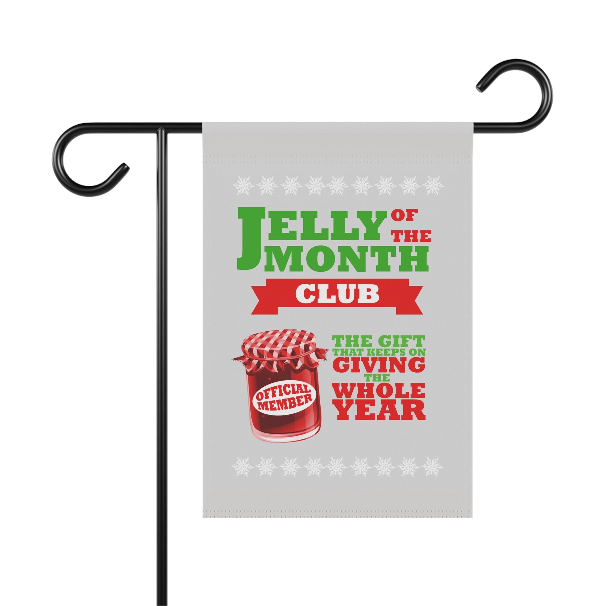 Jelly of the Month Club funny Christmas garden flag, 12x18 winter yard decor