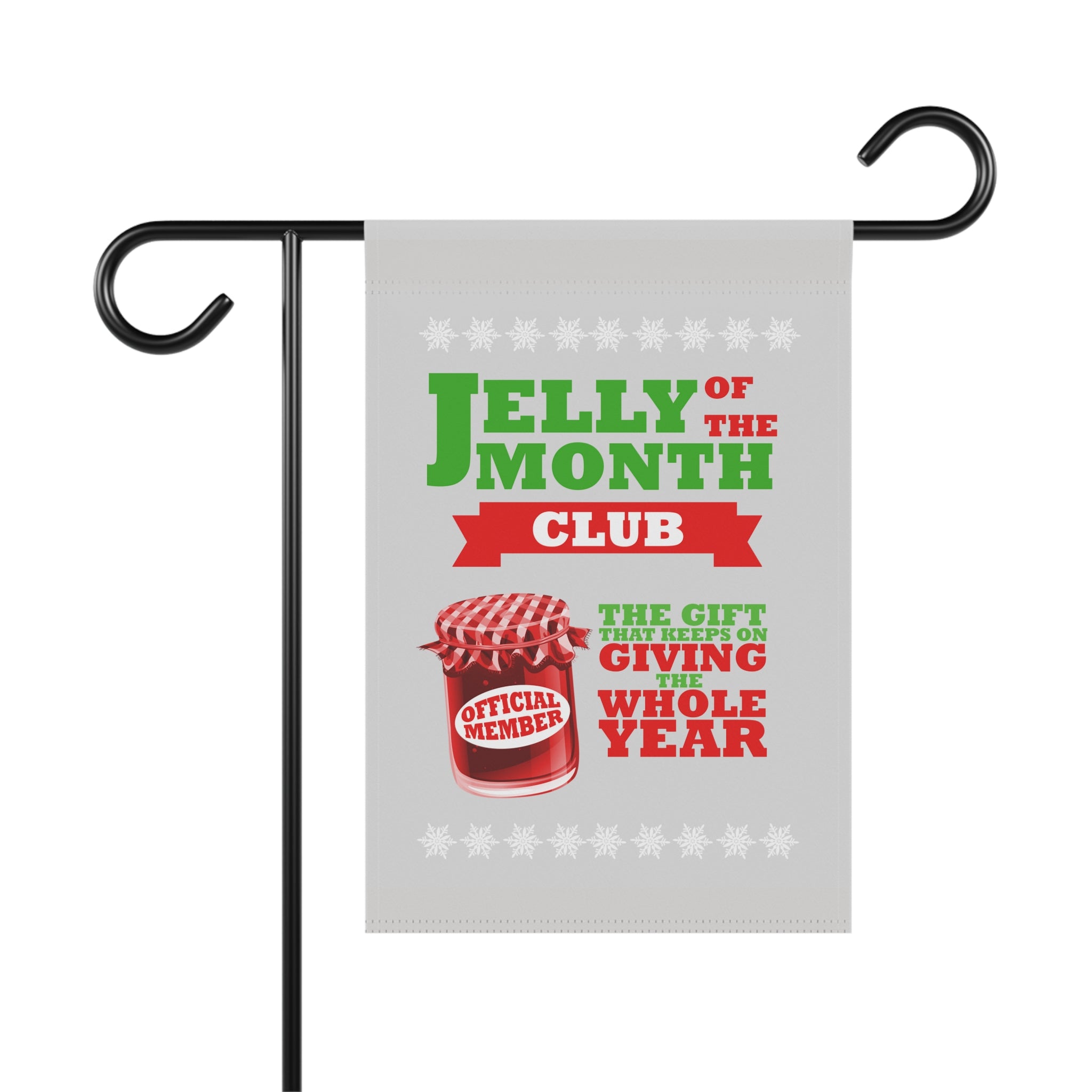 Jelly of the Month Club funny Christmas garden flag, 12x18 winter yard decor