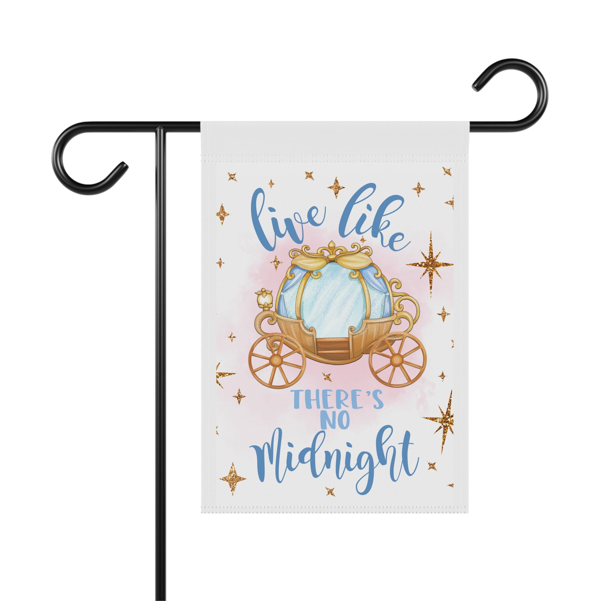 Live Like There's No Midnight Garden Flag 12x18 – Fairytale Horse Carriage Yard Decor