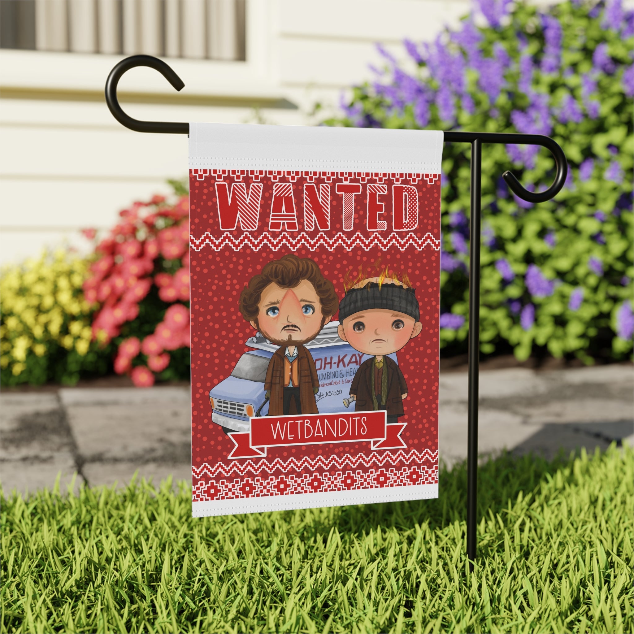 Funny Wanted Poster Christmas Garden Flag 12x18 – Nostalgic Winter House Yard Decor