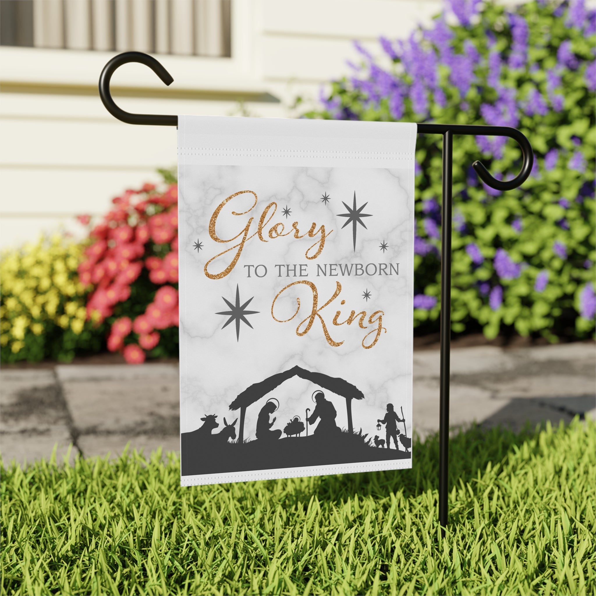 Glory To The Newborn King Nativity Christmas Garden Flag 12x18 – Vintage Heritage Winter Yard Decor