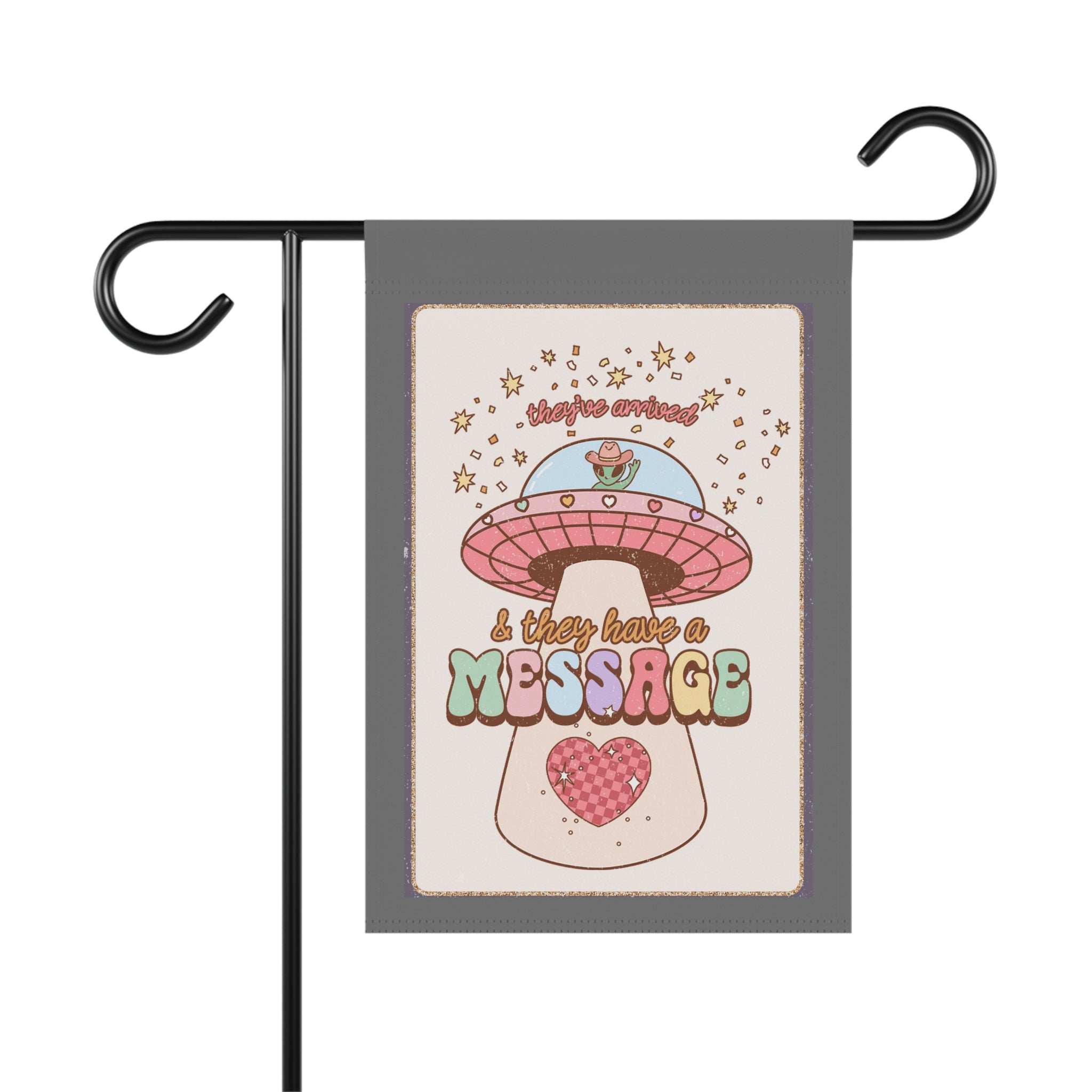 Retro Cowboy They Have A Message alien cowboy garden flag