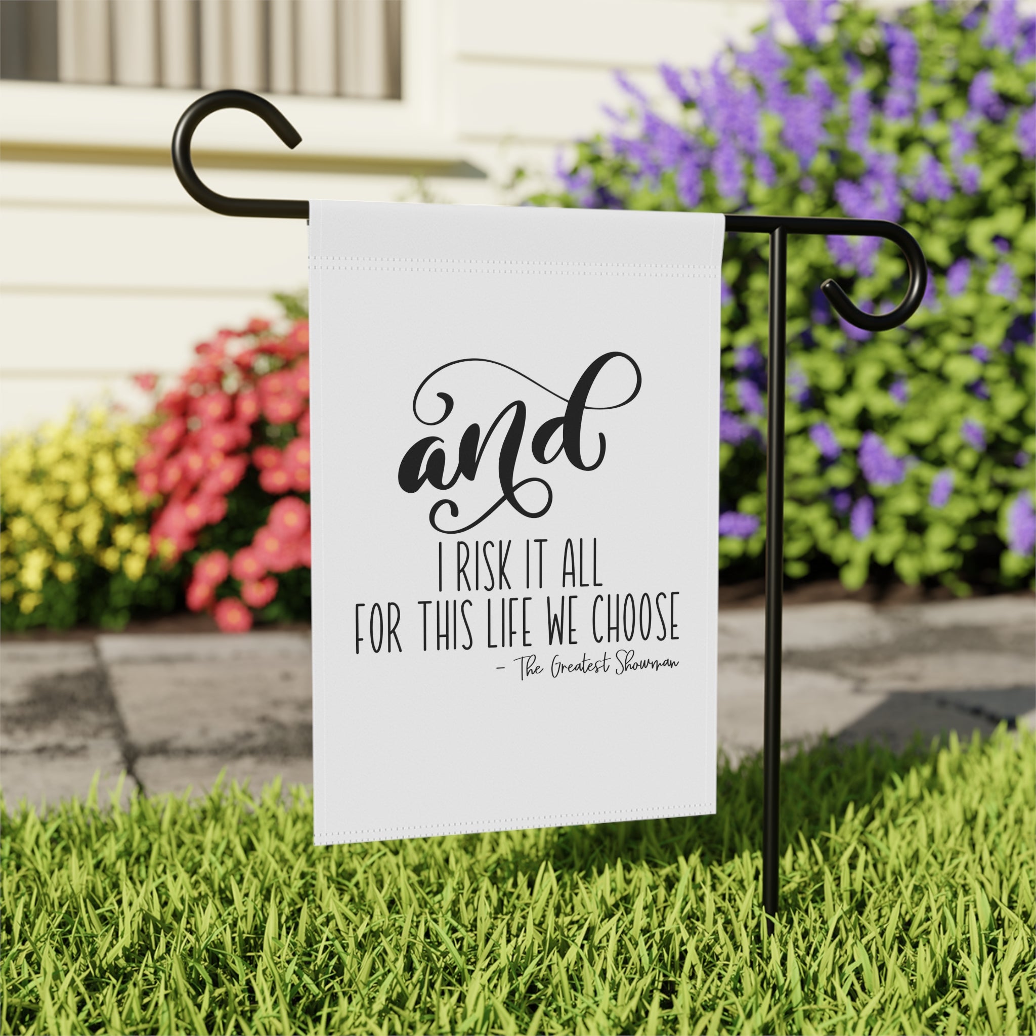For This Life We Choose Garden Flag 12x18 – Movie Typography Family Yard Decor