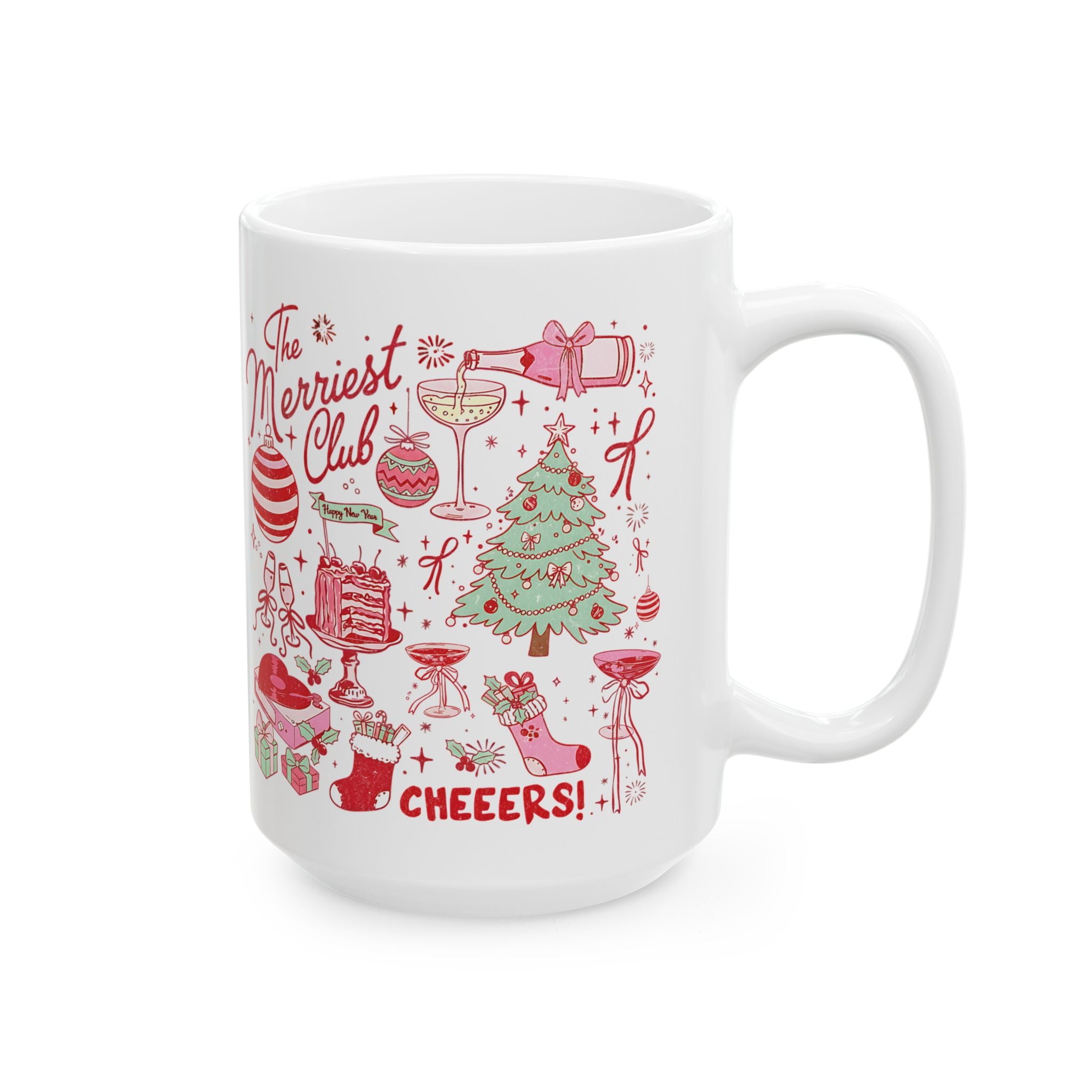 'The Merriest Club' Holiday Christmas Mug Coffee Cup (11oz/15oz)