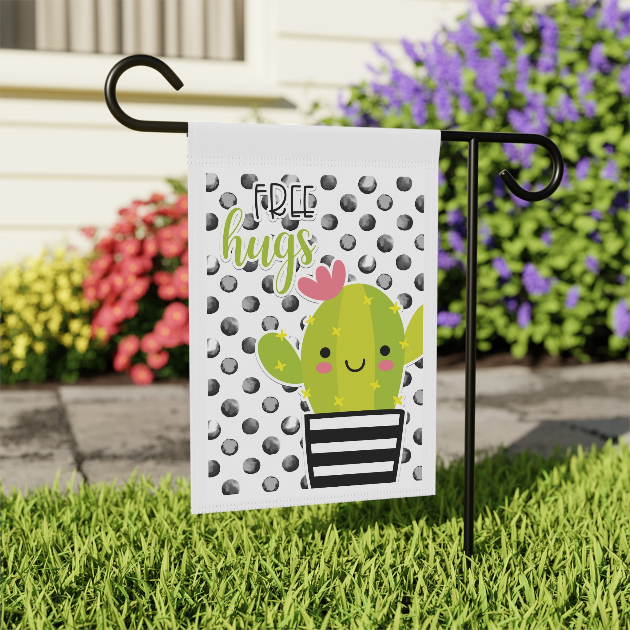 Free Hugs Botanical Garden Flag 12x18 – Cute Cactus Succulent Yard Decor