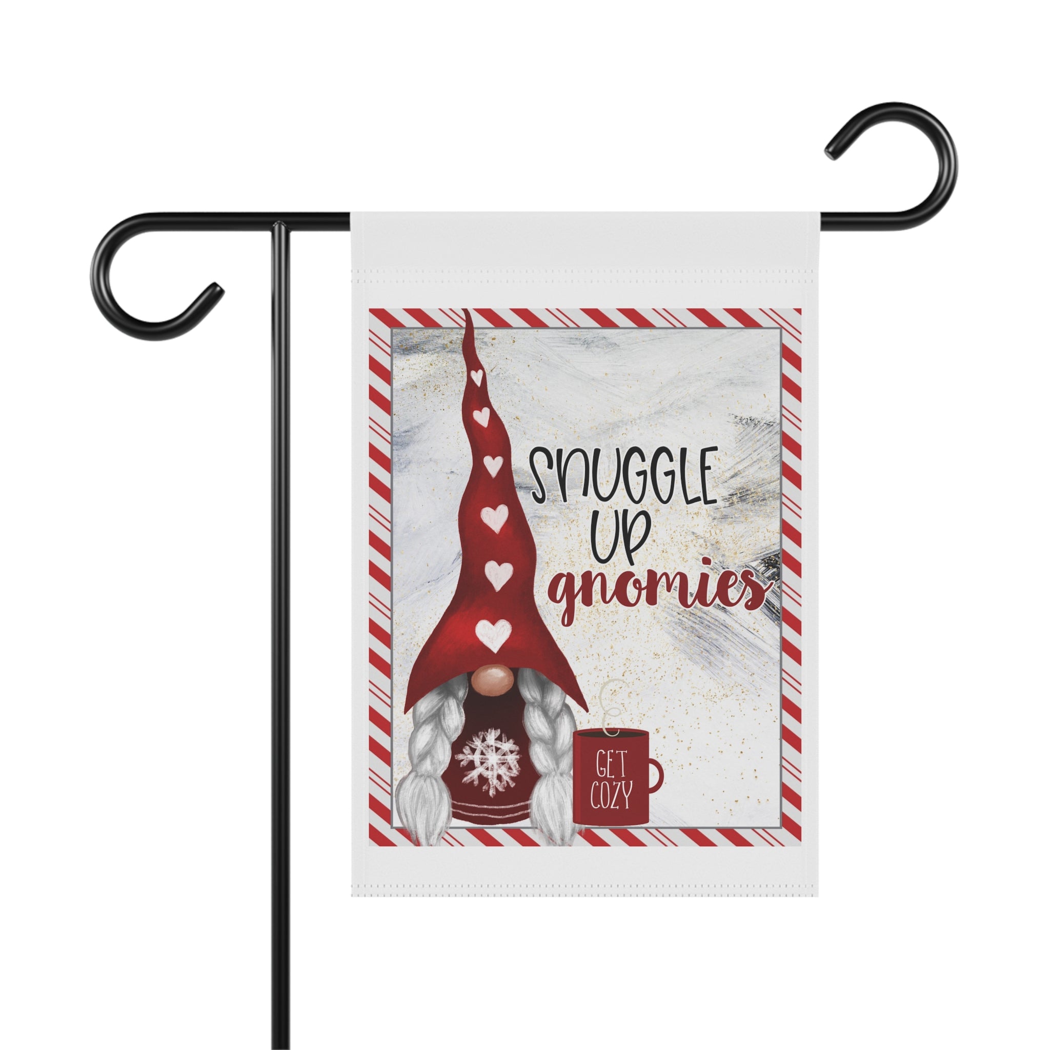 Snuggle Up Gnomies - Christmas Gnome Garden Flag