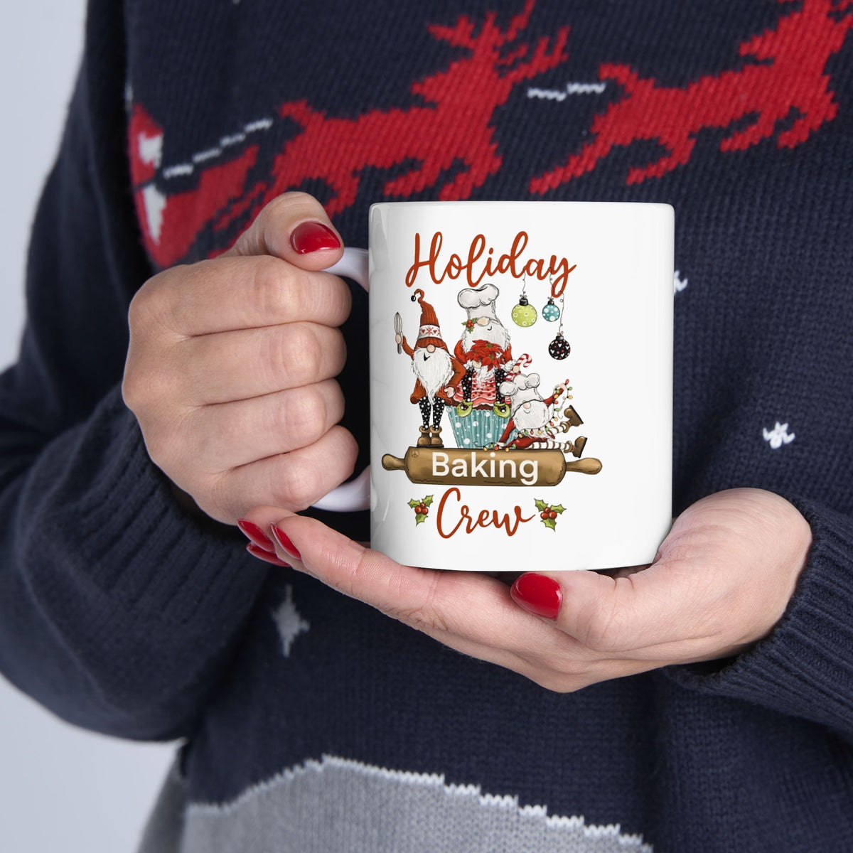Holiday Baking Crew – Funny Gnome Christmas Coffee Mug (11oz, 15oz)