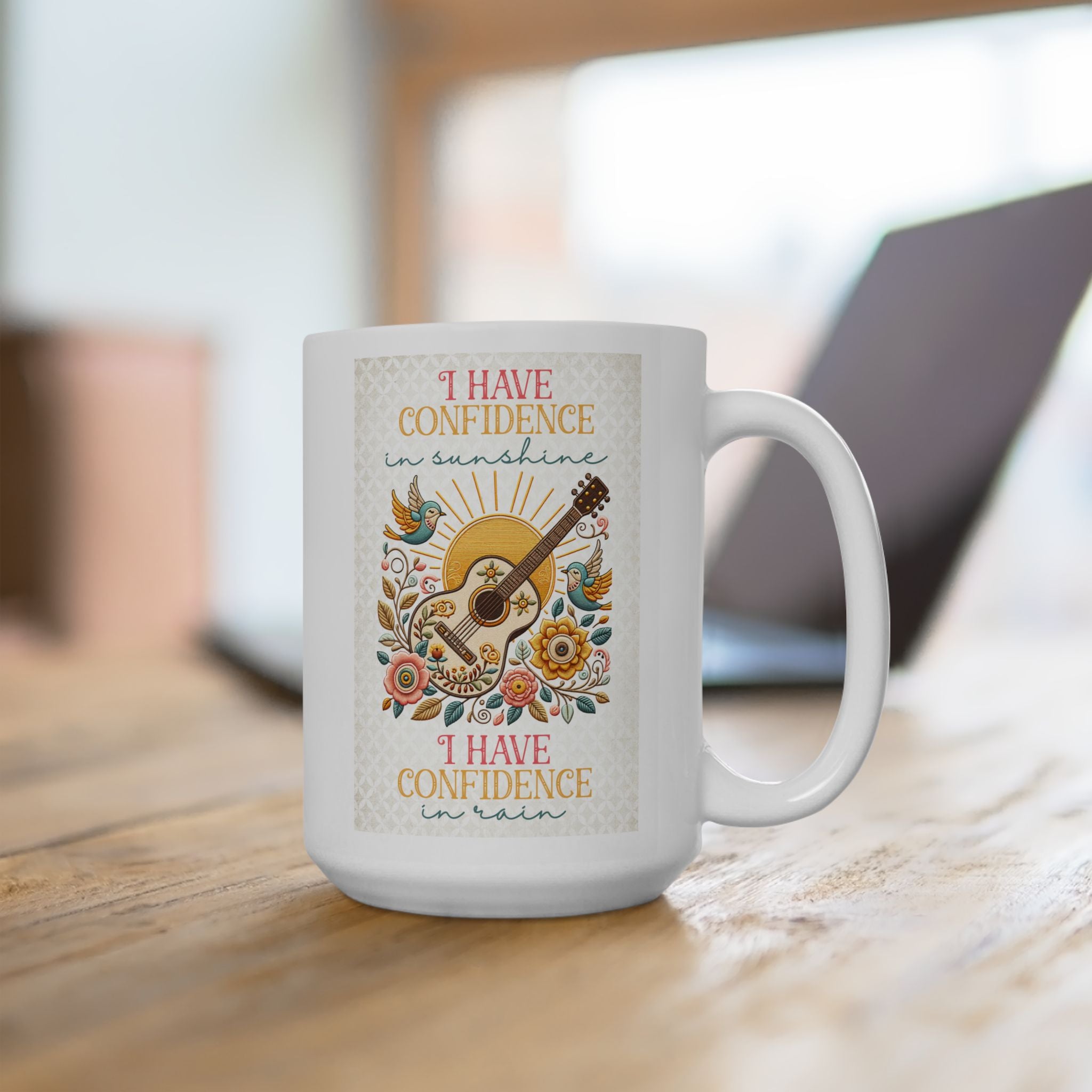 I Have Confidence In Sunshine – Watercolor Guitar Coffee Mug (11oz, 15oz)