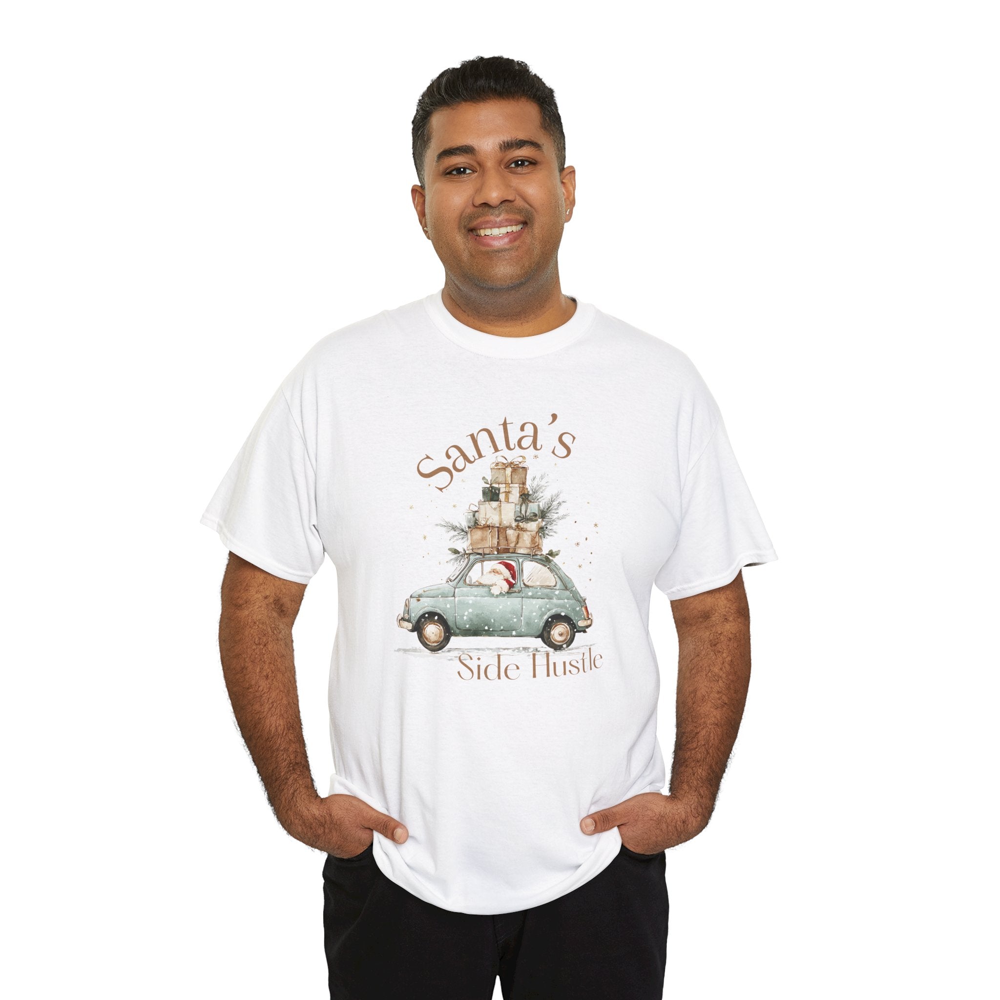 "Santa's Side Hustle" Vintage Car Holiday Tee Christmas T-Shirt