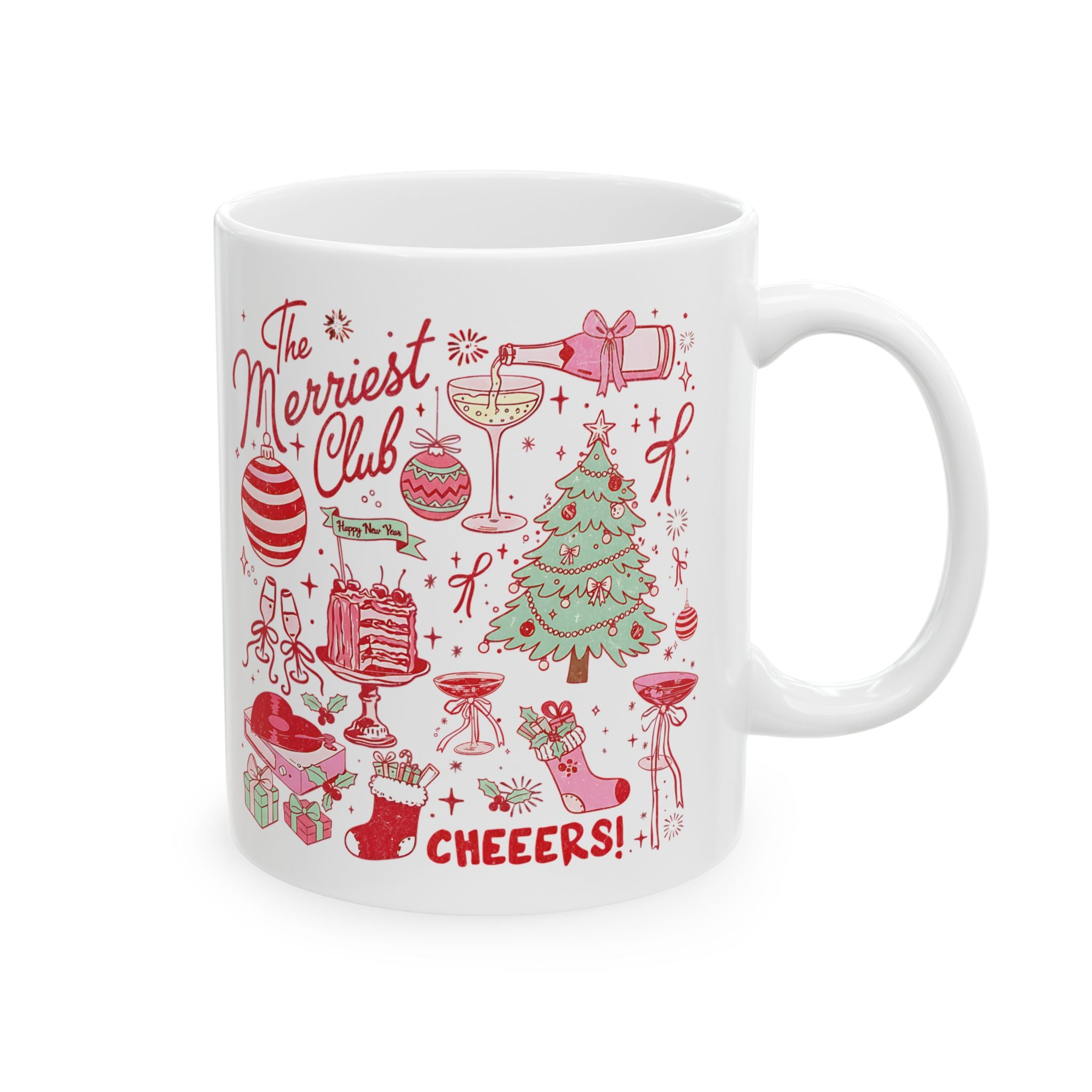 'The Merriest Club' Holiday Christmas Mug Coffee Cup (11oz/15oz)