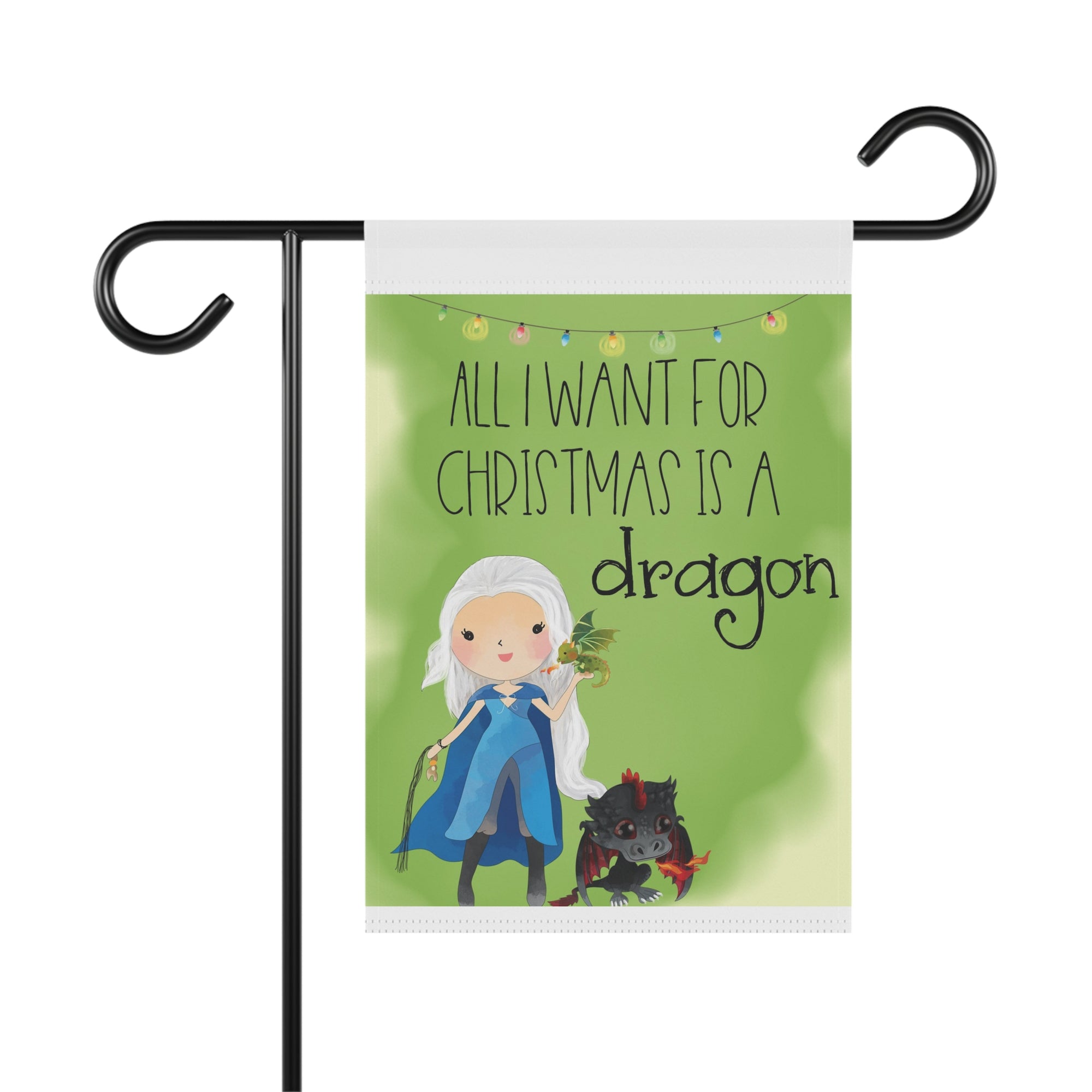 All I Want for Christmas is a Dragon cute winter garden flag, 12x18 yard decor