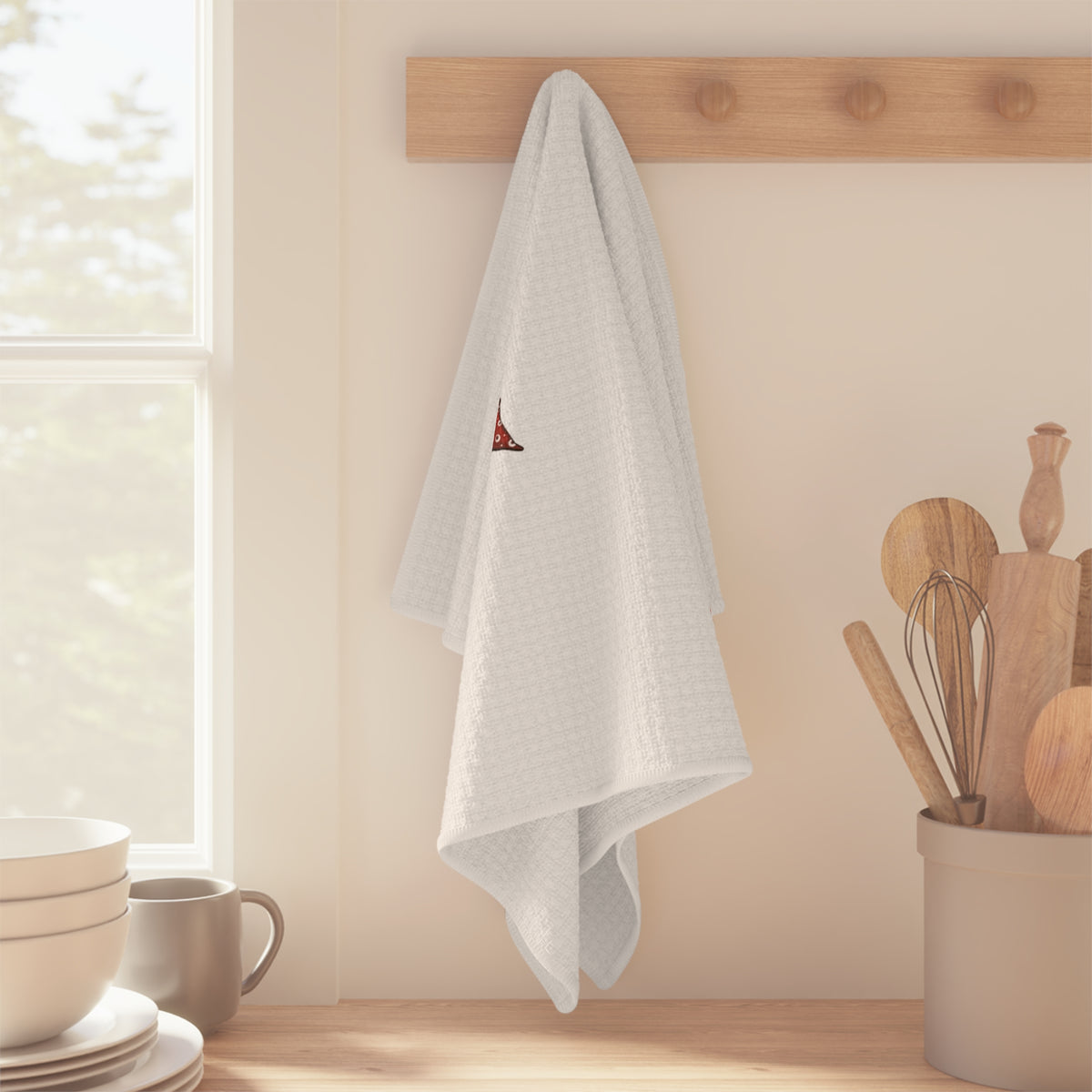 Merry & Bright Bird Christmas Tea Towel — Festive Microfiber Kitchen Towel